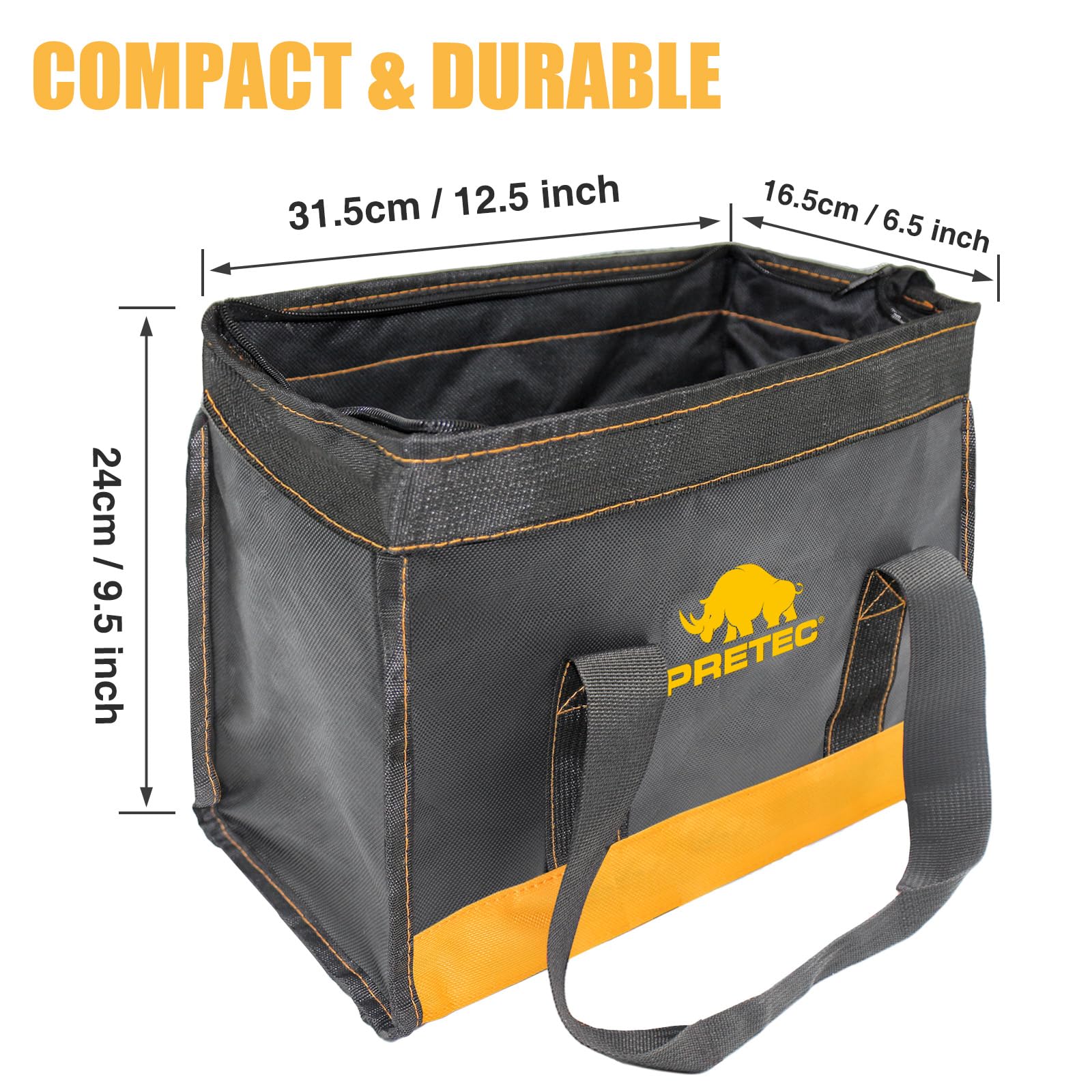 12 Inch Small Tool Bag with Wide Mouth - Waterproof Tool Organizer Tote for Electricians, Repairmen & DIY - Perfect for Home, Garden, Workshop & Job Site Storage