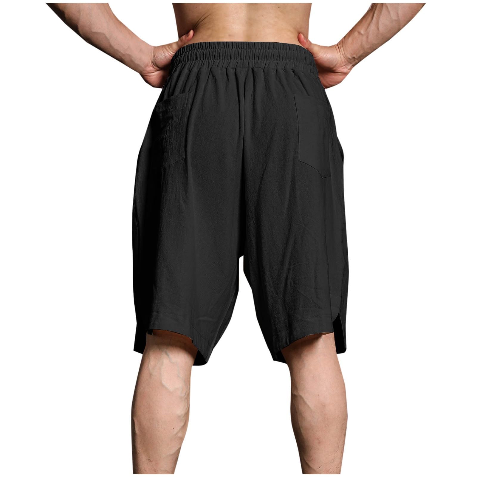 Men's Elastic Waist Gym Shorts with Pockets - Lightweight Workout & Summer Sports