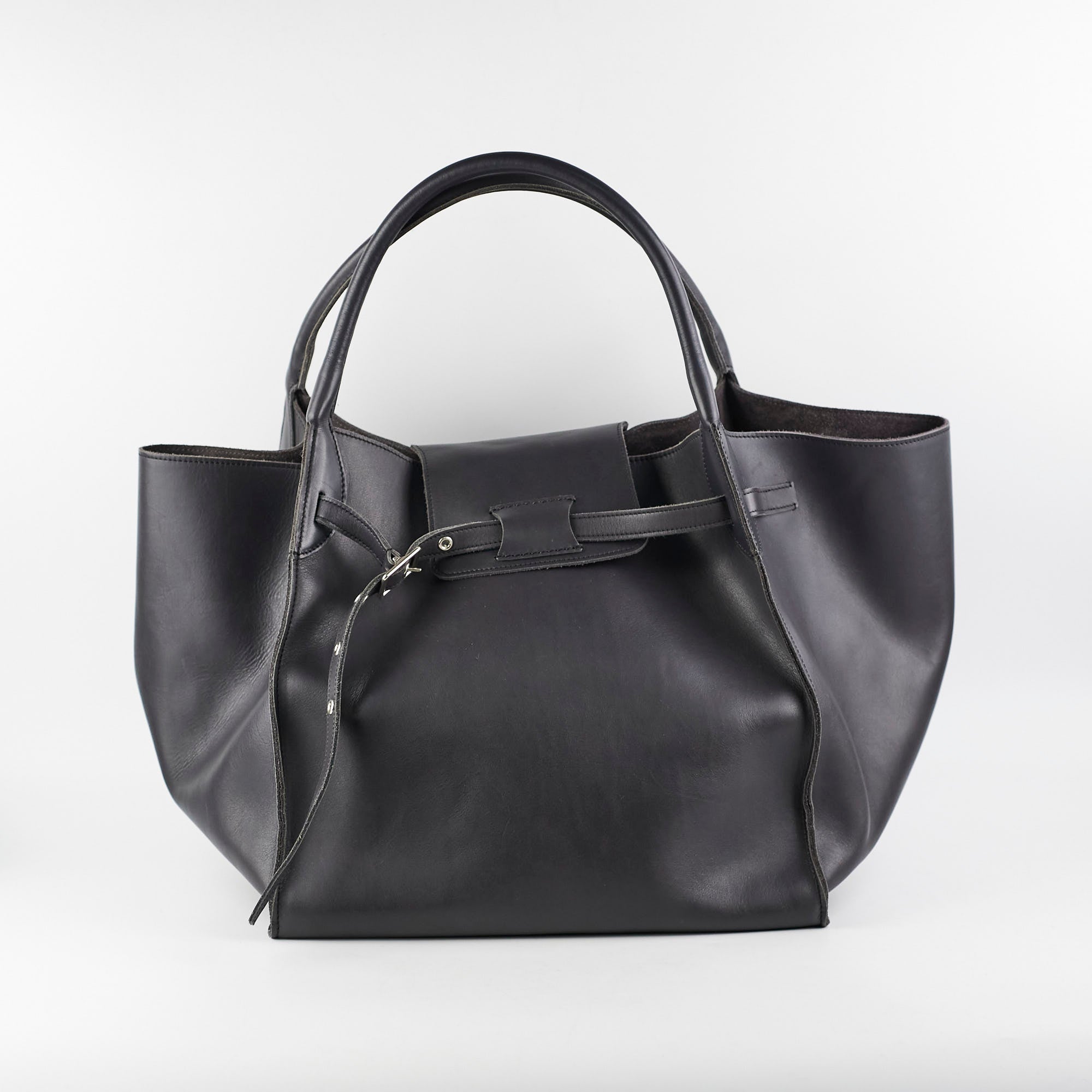 Celine Big Bag Leather Tote for Women - Premium Calfskin Dark Grey Handbag - Perfect for Work, Travel & Everyday Use