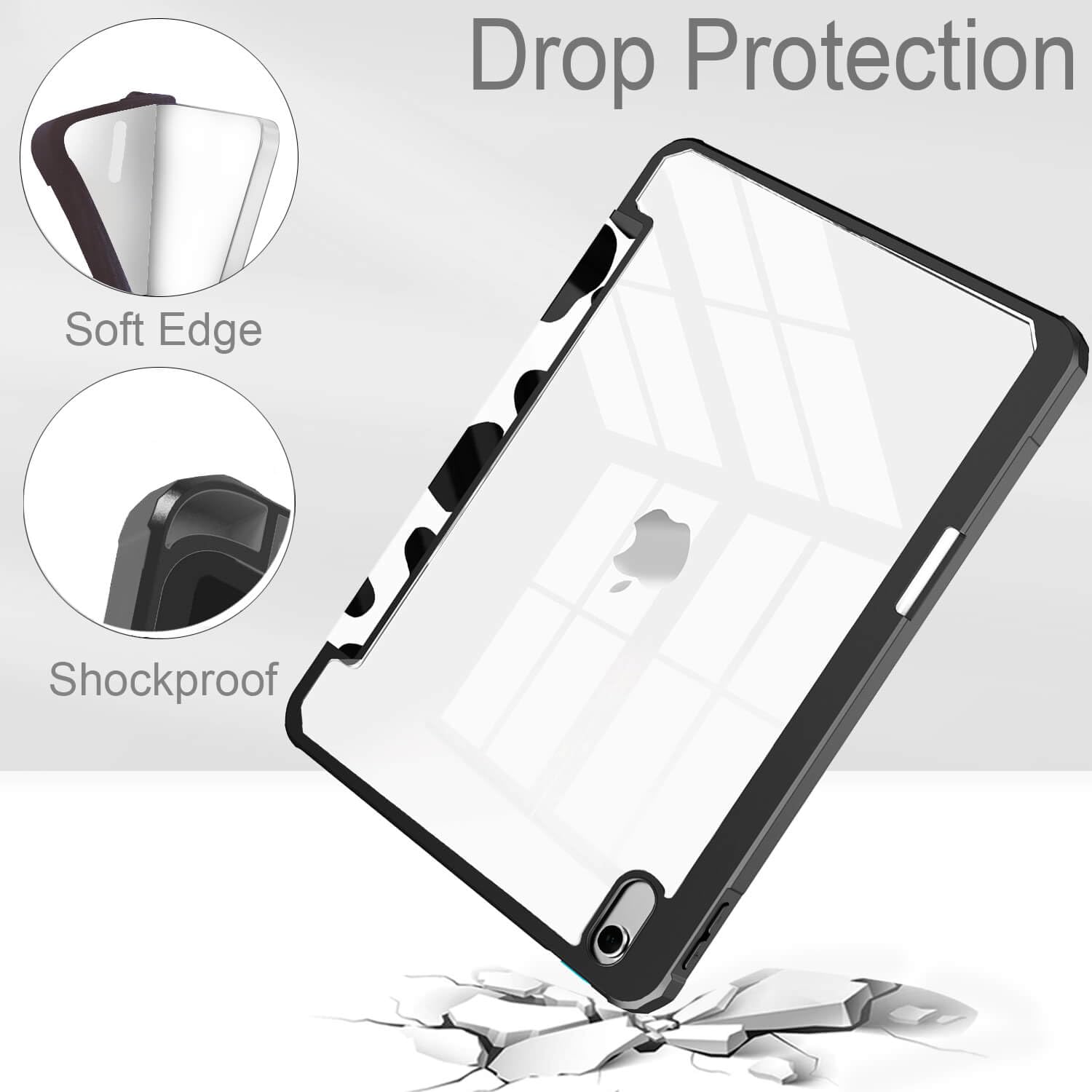 Feams Slim Clear iPad Air Case 11-inch (M3 2025/M2 2024) & 10.9-inch (5th/4th Gen) - Cow Print Protective Cover with Pencil Holder & Auto Sleep/Wake | Perfect for Work, School & Travel