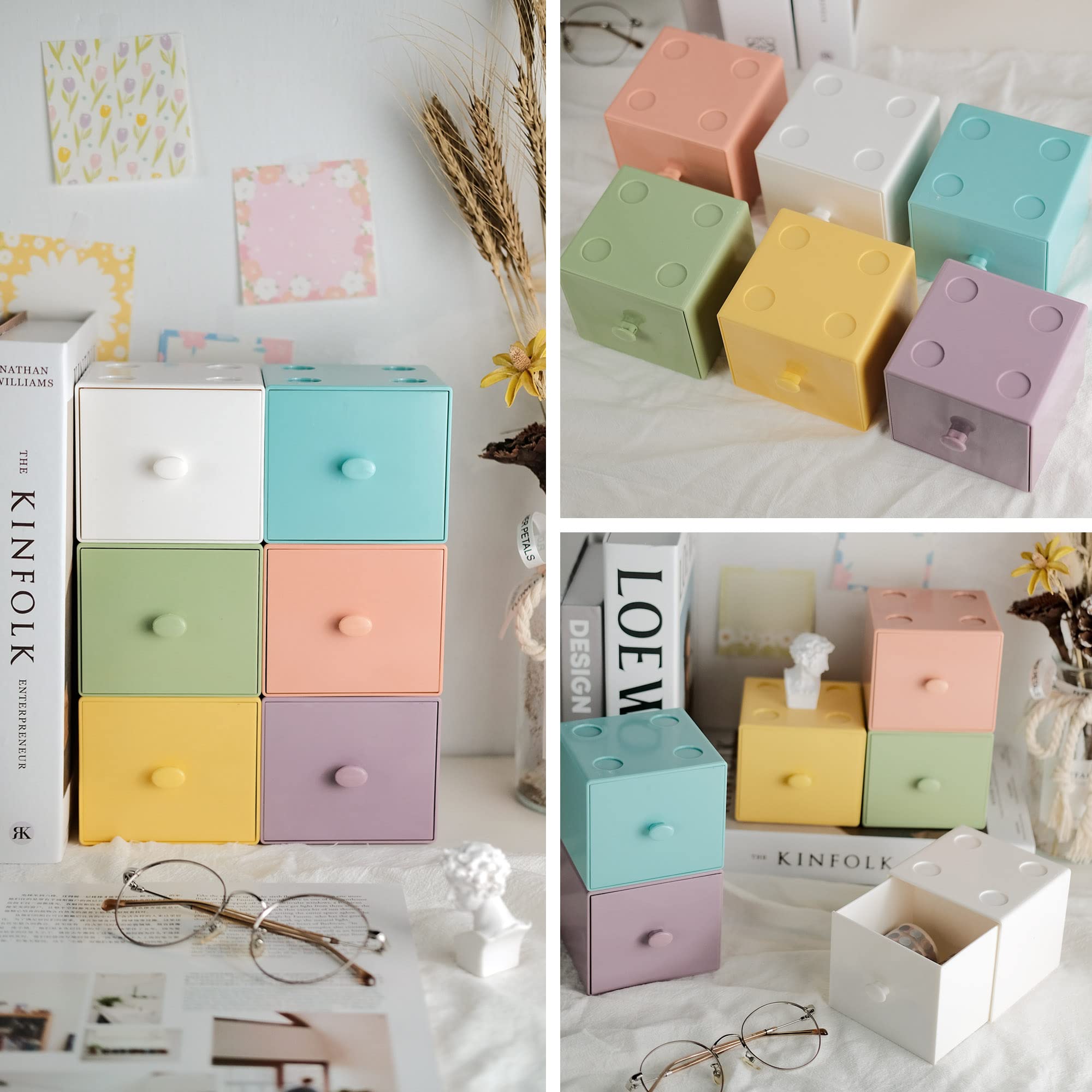 2-Pack Small Desk Organizer with Stackable Drawers - Cute Desktop Storage for Crafts, Office & Home Supplies (Baby Blue) | Perfect for Organizing Makeup, Stationery & Small Accessories