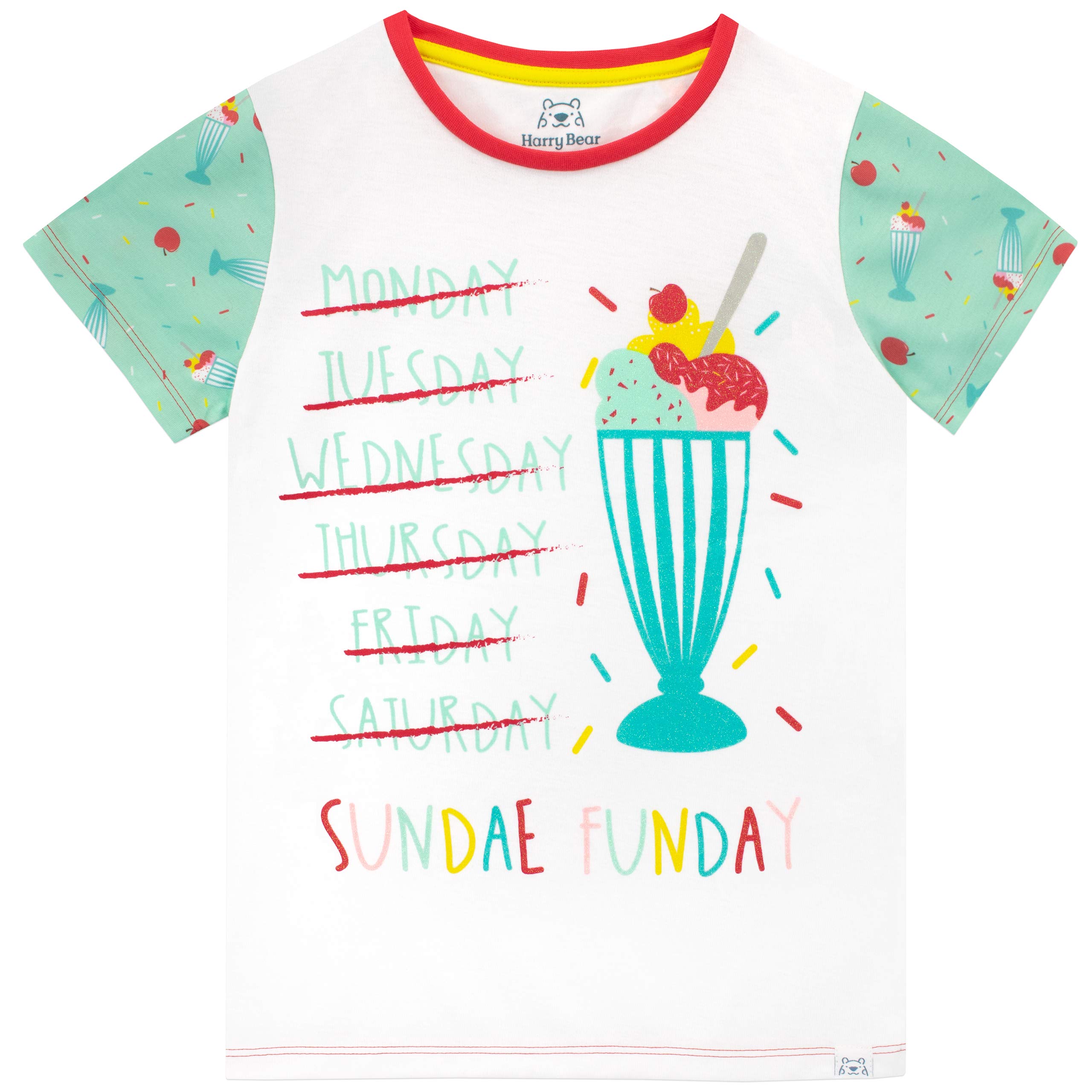 Girls' Ice Cream Sundae Pajamas Set - Soft Cotton Cute Sleepwear for Kids & Toddlers - Perfect for Bedtime, Sleepovers & Loungewear