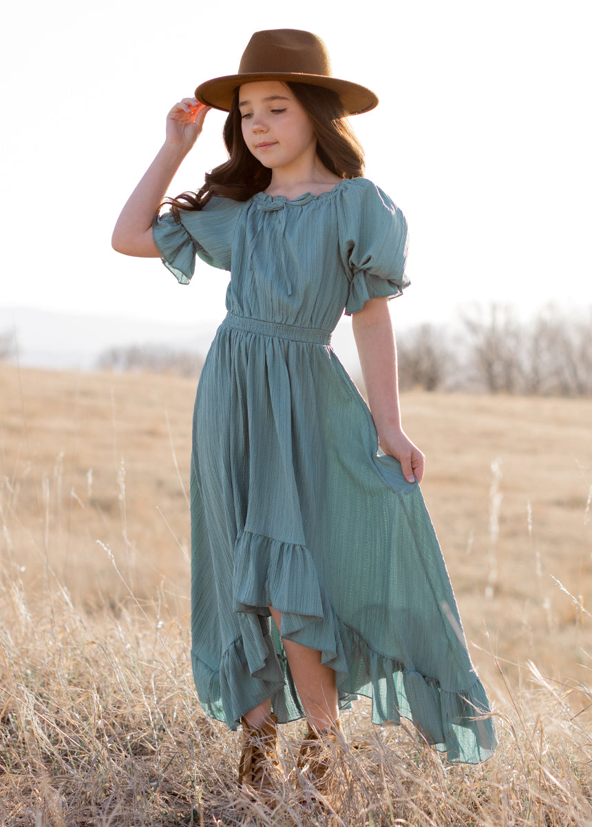 Gwenola Women's Flowy Maxi Dress in Ocean Green - Perfect for Beach Vacations, Summer Parties & Casual Outings