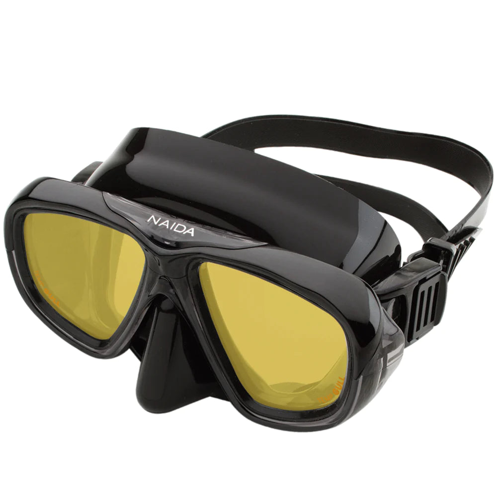 Riffe Naida Mask with Amber Lens - Premium Scuba Diving Mask for Clear Underwater Vision - Perfect for Spearfishing, Snorkeling, and Ocean Exploration
