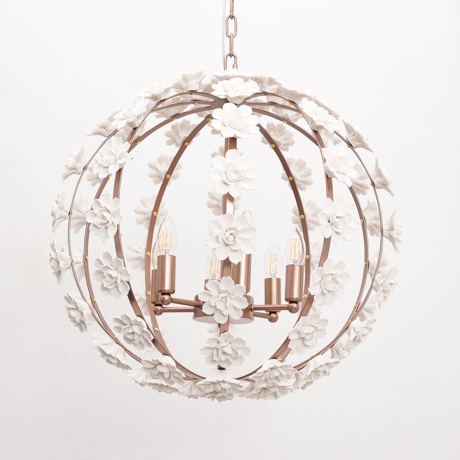 Bianca Floral Orb Chandelier - Elegant Crystal Ceiling Light Fixture for Dining Room, Bedroom & Living Room Decor
