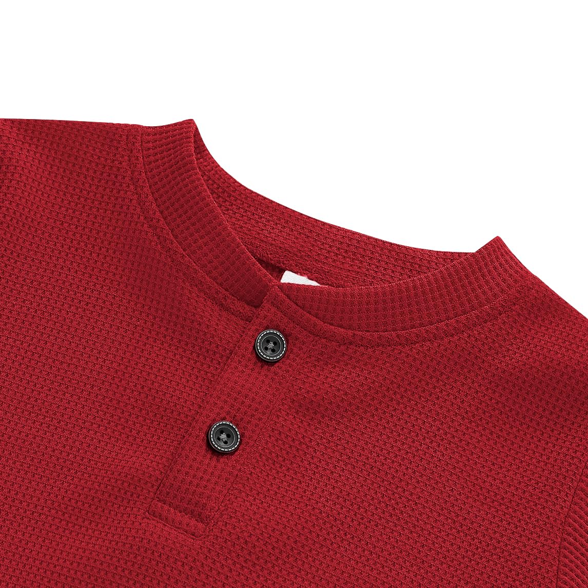 XMWEALTHY Baby Boys' 2-Pack Waffle Knit Short Sleeve Henley Shirts - Soft Cotton Toddler Tops for Playdates & Everyday Wear