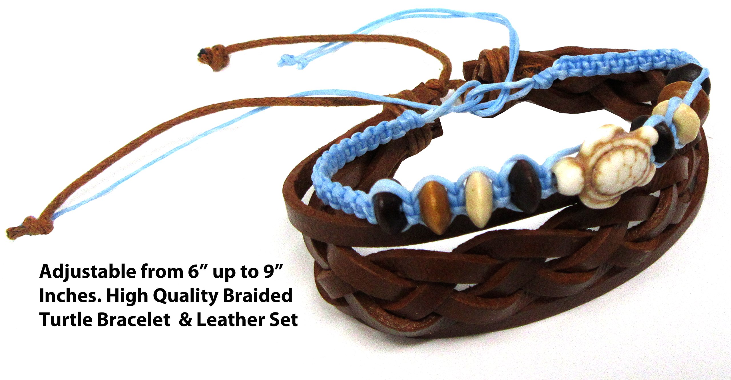 Trendy Hawaiian Sea Turtle Hemp Bracelet - Turquoise Color Turtle Charm Jewelry - Bohemian Starfish & Turtle Bracelet Set - Handmade Natural Fiber Accessories for Beach Vacation, Summer Festival & Boho Fashion