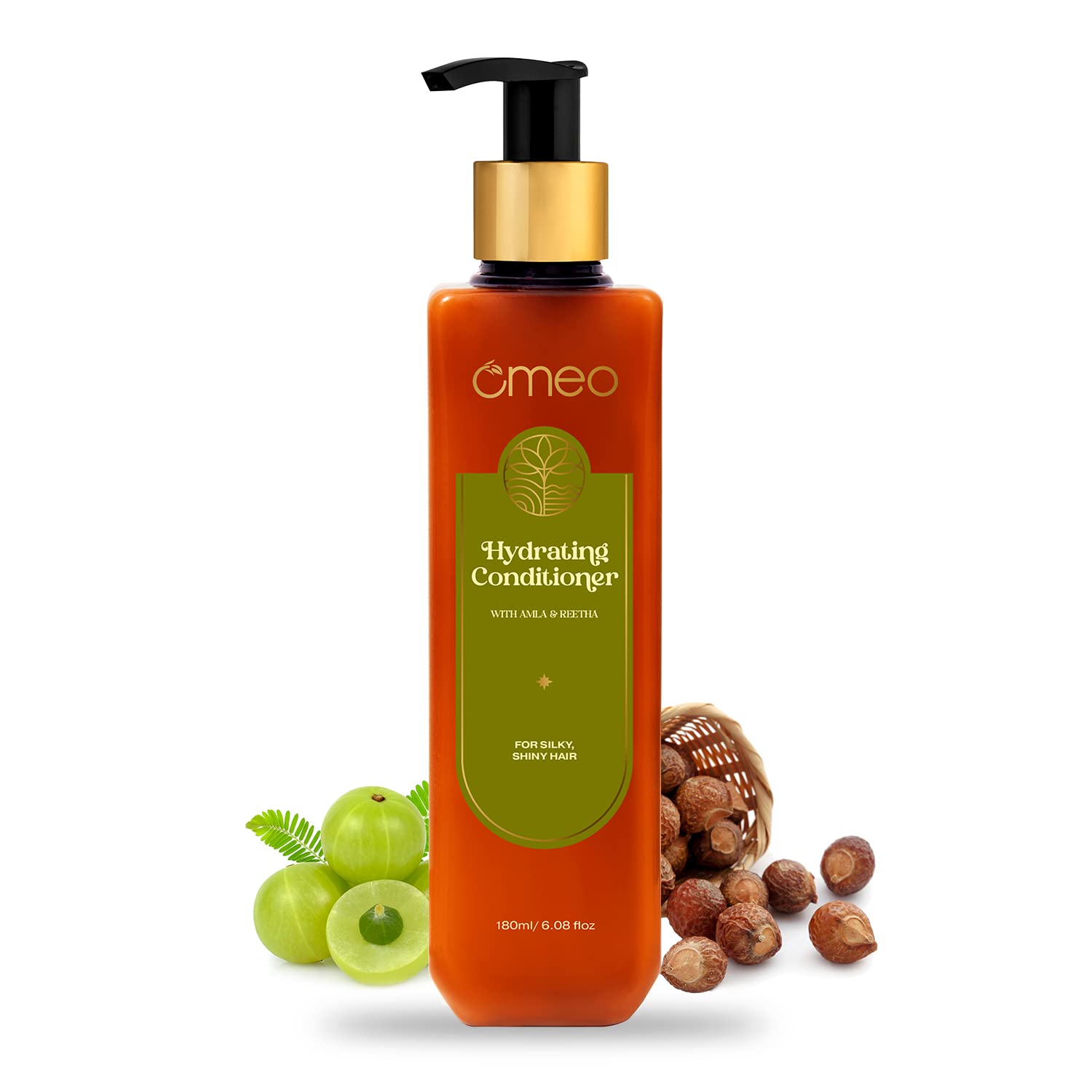 Omeo Hydrating Hair Conditioner with Reetha & Amla Extracts - Deep Cleansing, Strengthening & Nourishing Formula | Reduces Combing Damage for Men & Women (180ml) | Perfect for Dry, Damaged Hair & Daily Hair Care Routine