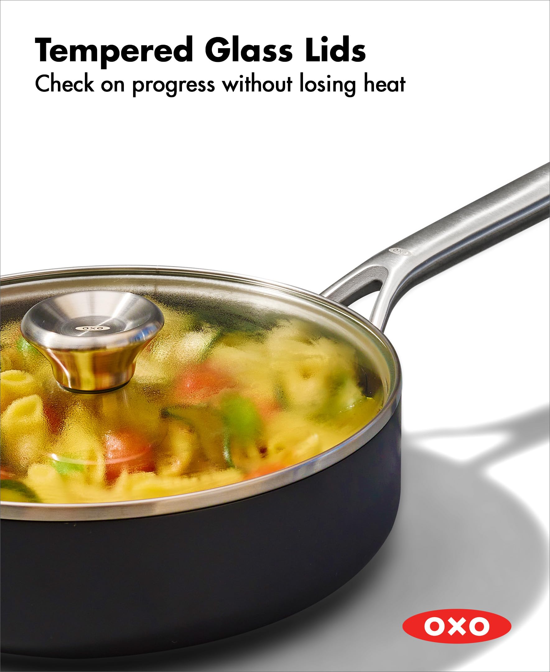 OXO Professional 3QT Saute Pan with Lid - Hard Anodized Ceramic Nonstick Cookware, PFAS-Free, Induction Compatible, Diamond Reinforced Coating - Perfect for Searing, Sauteing & Oven Cooking | Dishwasher Safe & Oven Safe Up to 500°F | Ideal for Home Chefs & Professional Kitchens