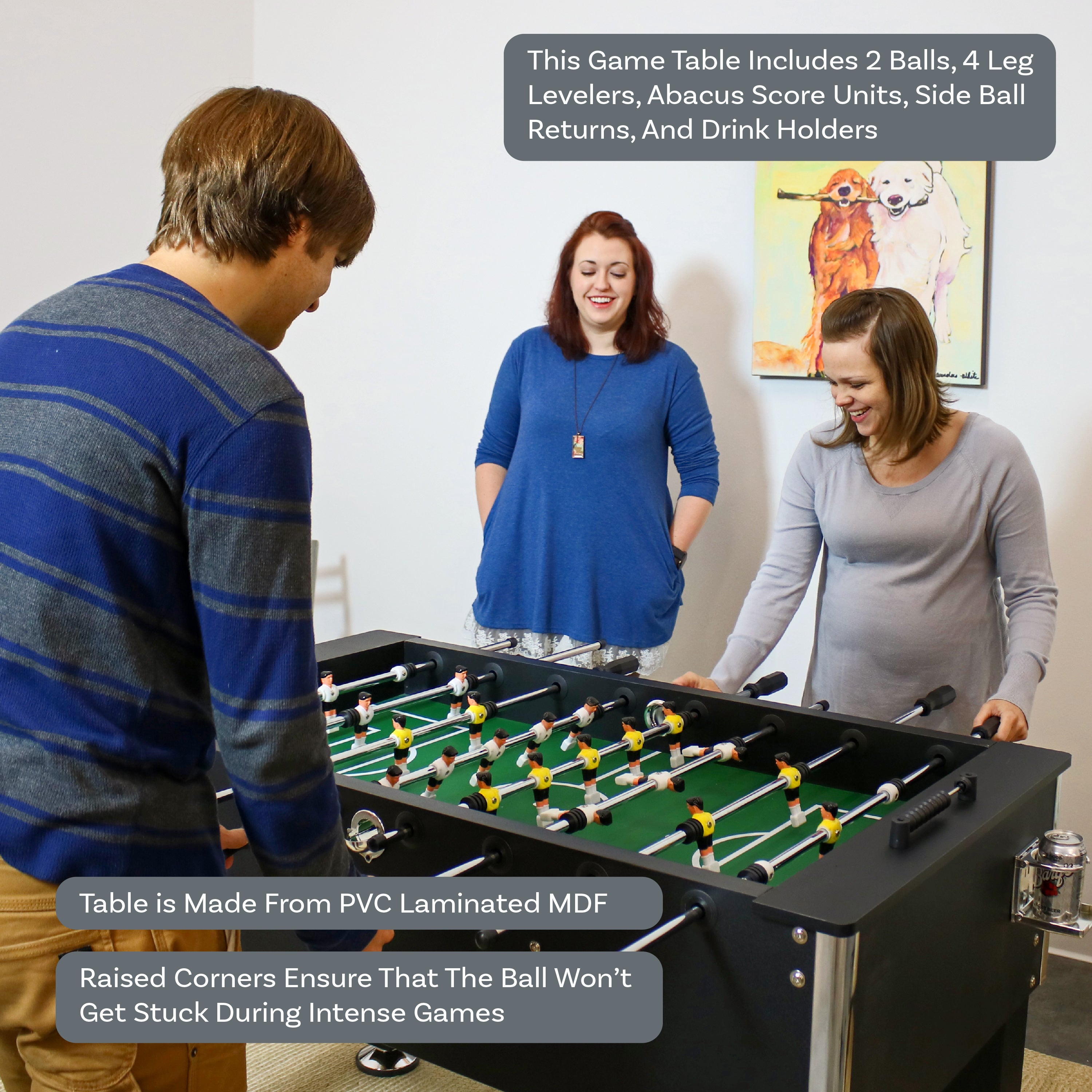 Sunnydaze 55-Inch Premium Foosball Table with 4 Drink Holders - Perfect for Game Rooms, Basements, and Family Entertainment