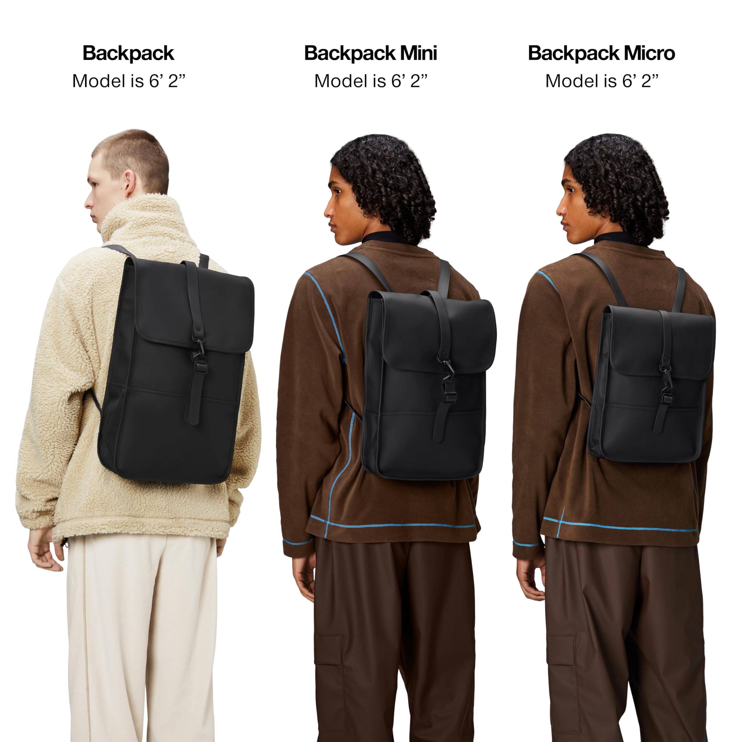 RAINS Mini Backpack - Compact Waterproof Daypack with Prominent Flap & Central Carabiner Closure - Perfect for Travel, Hiking, and Everyday Use