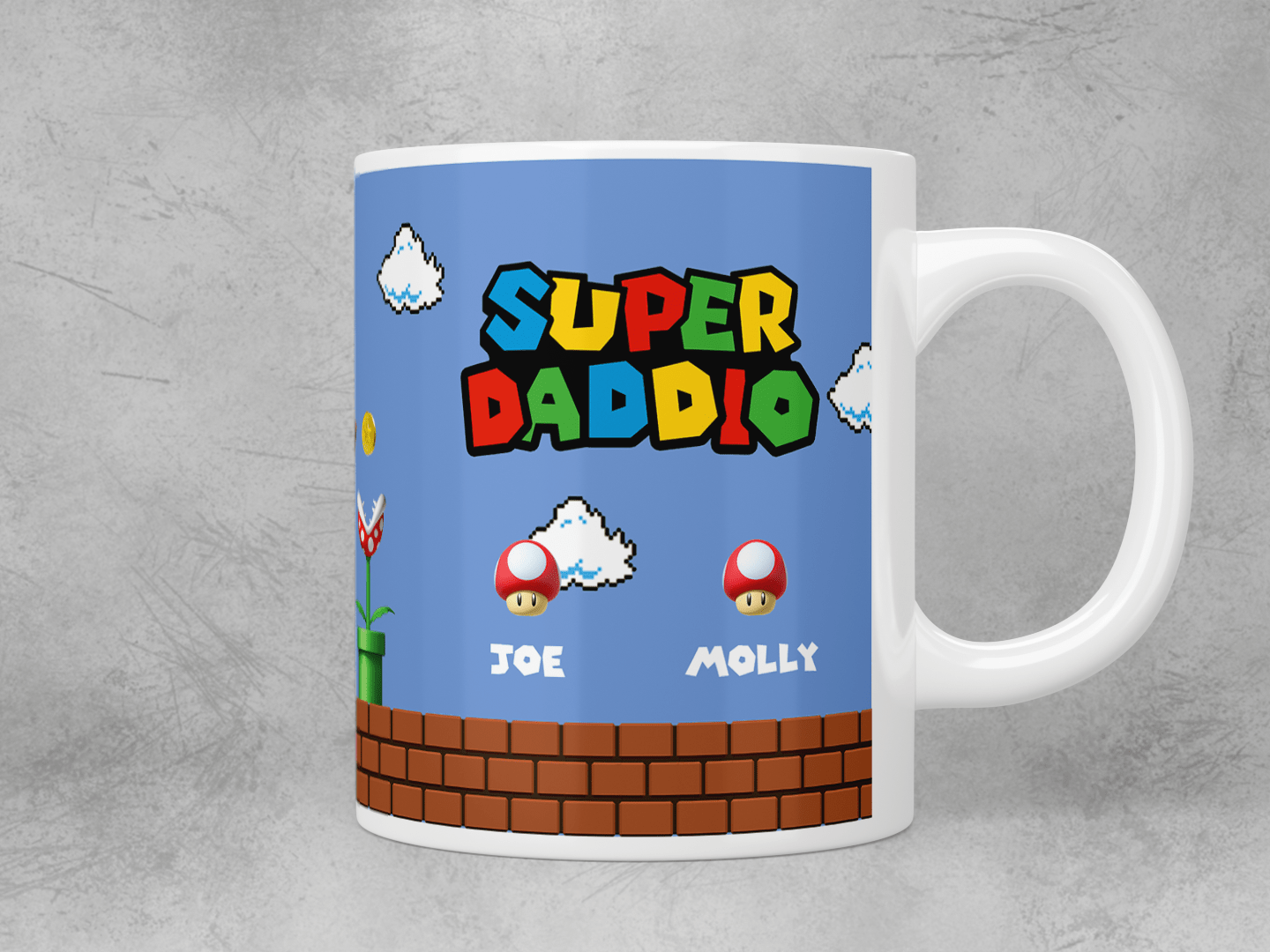 Personalized Super Daddio Coffee Mug - Best Gift for Father's Day, Birthday & Retirement - Funny Dad Cup for Office, Home & Camping Use