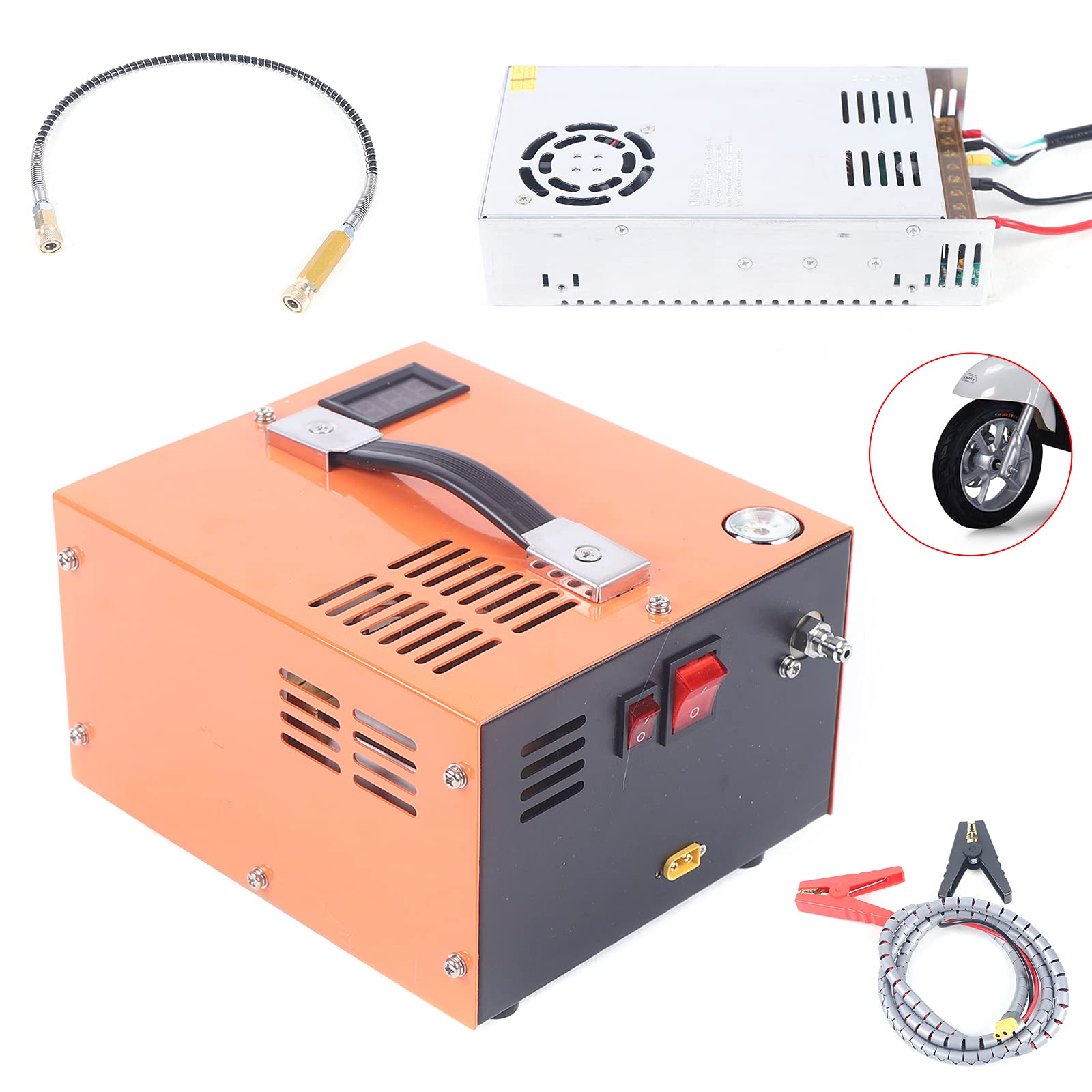 12V 30MPA 4500PSI High Pressure Air Compressor Pump - Portable PCP Air Compressor with Built-in Transformer for Cars, Trucks & Off-Road Vehicles - Ideal for Tire Inflation, Paintball Guns & Scuba Diving Equipment