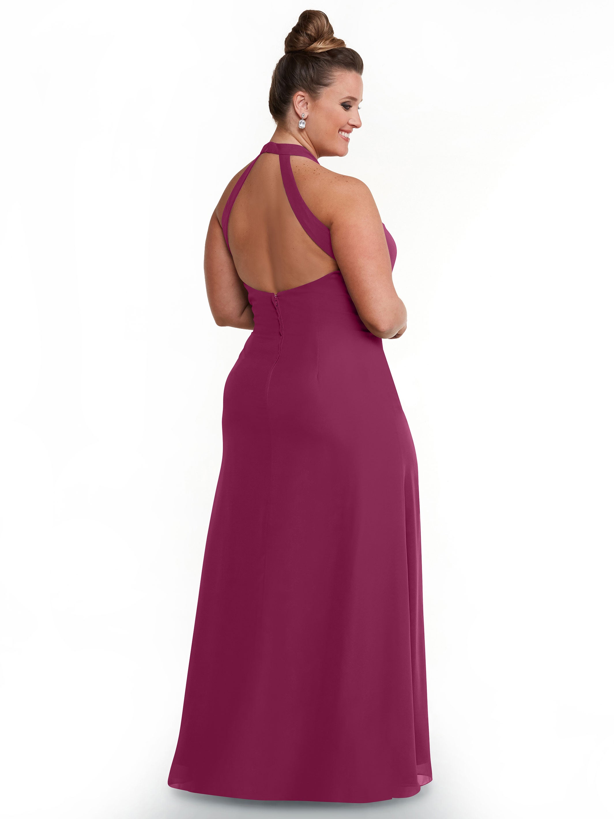 Elegant Chiffon A-Line Bridesmaid Dress with Keyhole Halter Neckline - Perfect for Weddings, Formal Events & Special Occasions