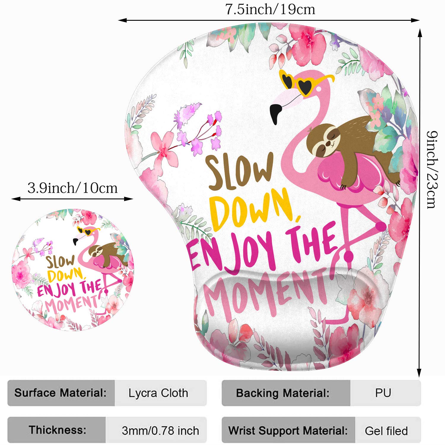 2 Pack Ergonomic Gaming Mouse Pad with Wrist Support Gel & Non-Slip PU Base - Pain Relief for Office & Home Use - Cute Sloth & Flamingo Design - Perfect for PC Gaming, Typing, and Computer Workstations
