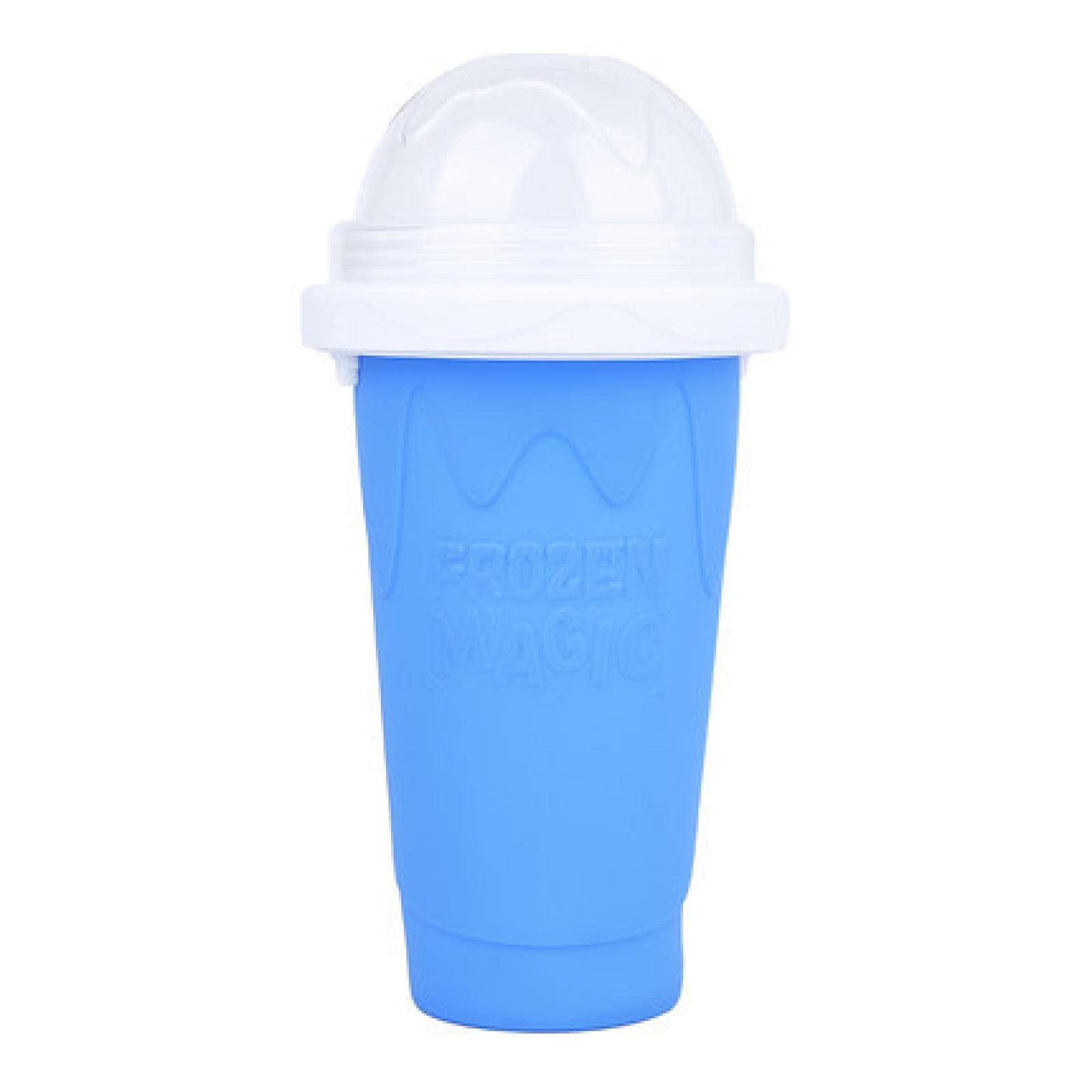 DIY Slushy Maker Ice Cup - Magic Homemade Smoothie & Ice Cream Maker | Portable Travel Milkshake Bottle for Kids & Family | Quick Cooling Squeeze Cup for Summer Drinks, Picnics & Pool Parties (Blue)