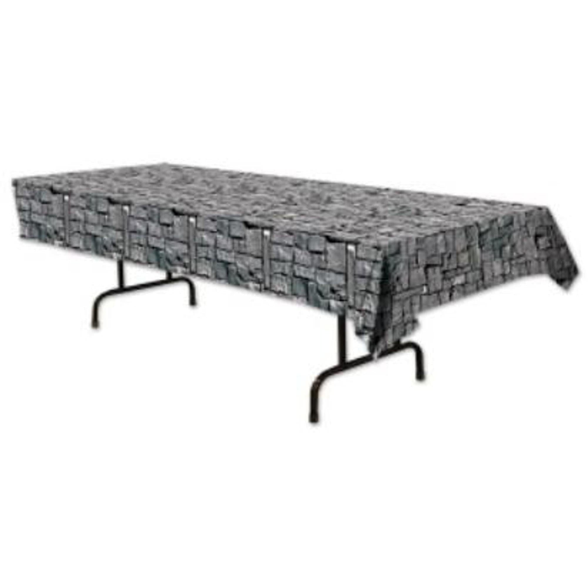 Rustic Stone Wall Table Cover - Waterproof & Washable Tablecloth for Kitchen, Dining Room, Outdoor Picnic - Perfect for Farmhouse, Cottage, and Vintage Decor
