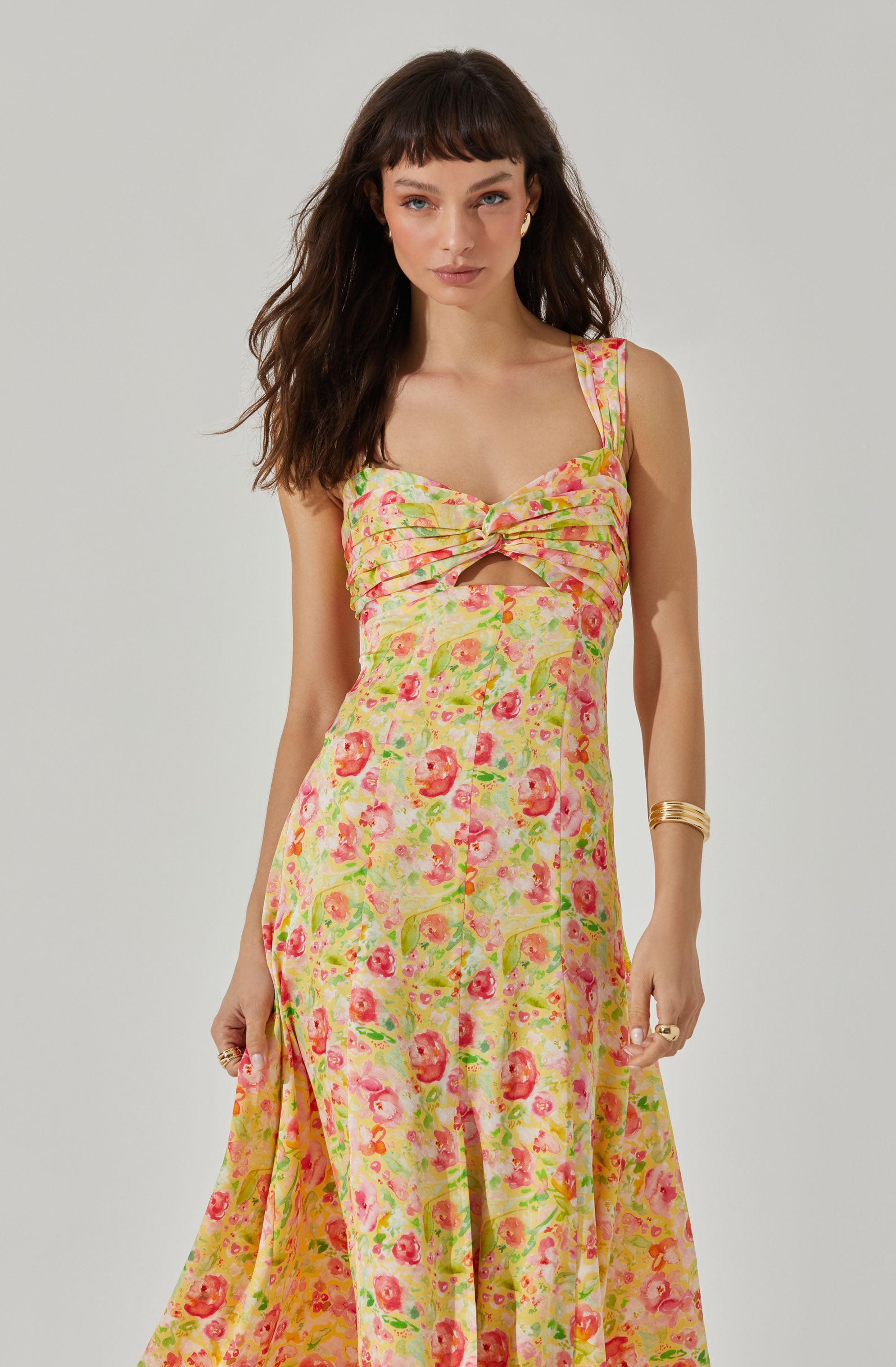 Elegant Twist Bust Midi Dress for Women - Flattering Bodycon Party & Cocktail Dress for Evening Events, Date Nights & Special Occasions