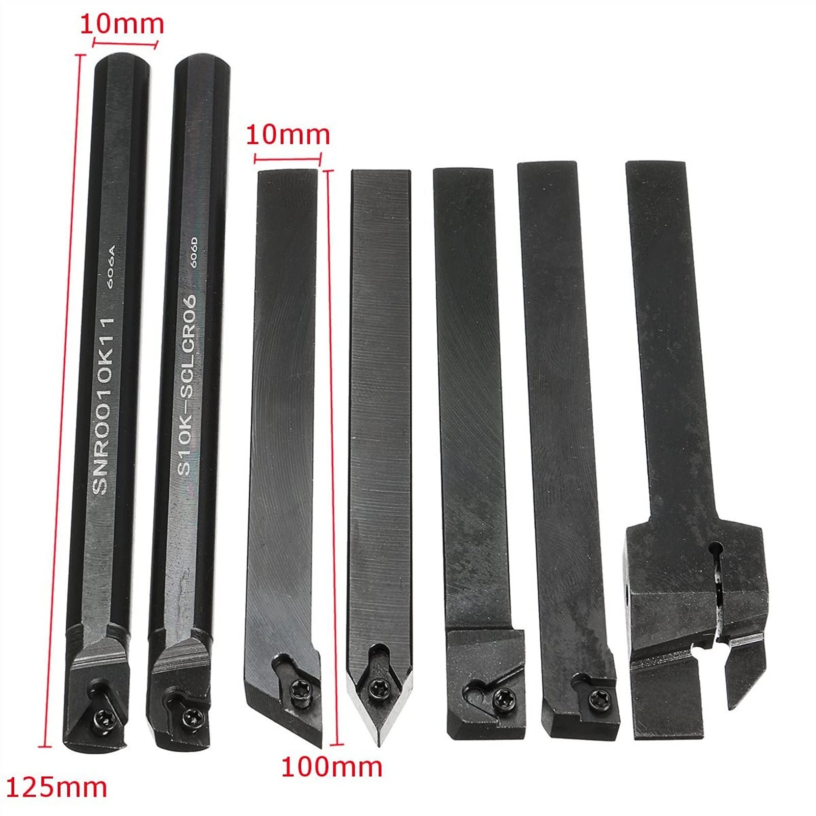 7Pcs 10mm Shank Lathe Turning Tool Boring Bar Holder Kit with DCMT/CCMT Carbide Inserts & Machine Wrench - SENMIAO-TH for Metalworking, Woodturning & DIY Projects