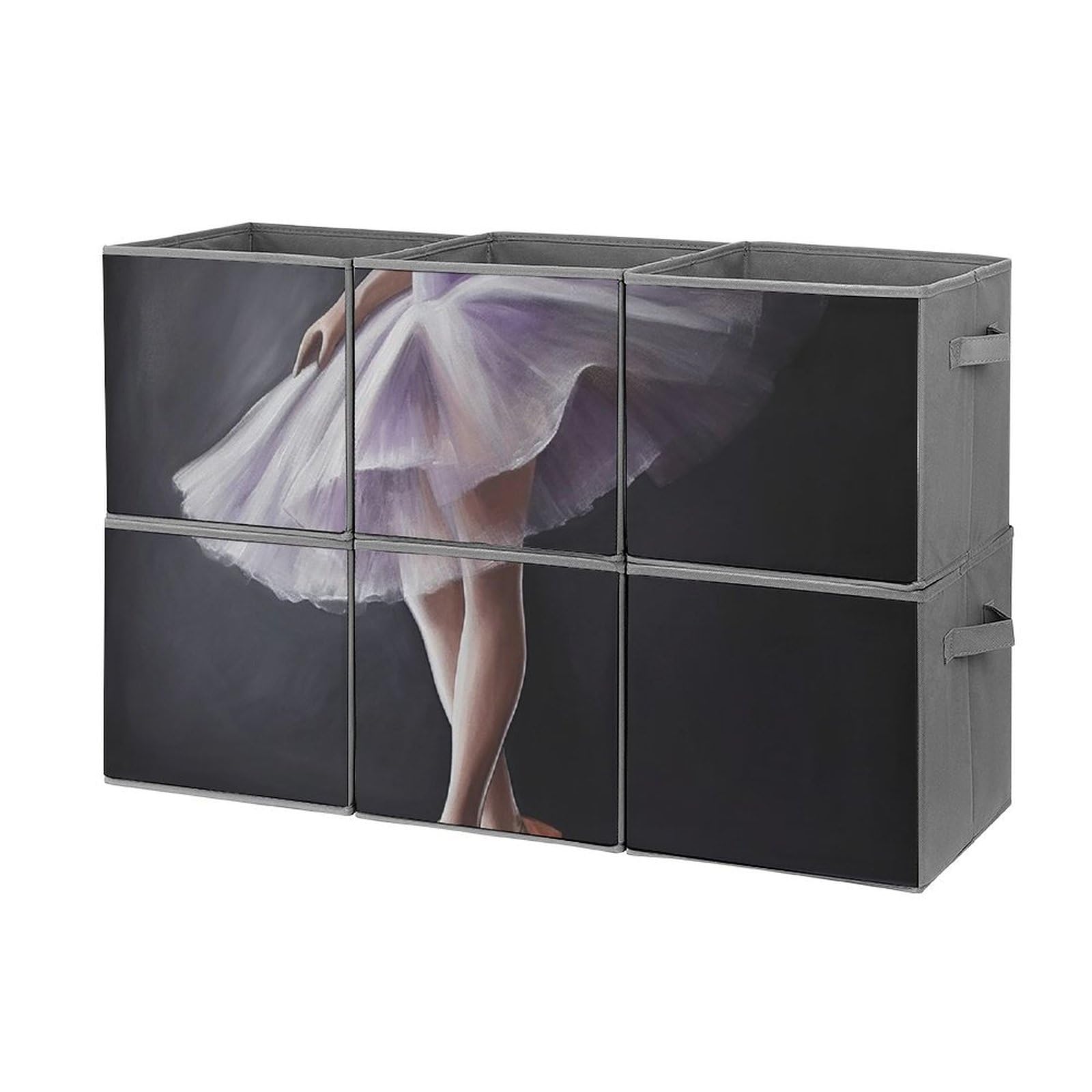 6-Pack Collapsible Storage Baskets with Handles - Large Closet Organizer for Ballet Dancer Clothing, Houseware & Home Organization | Perfect for Bedroom, Closet, Nursery & Playroom Storage