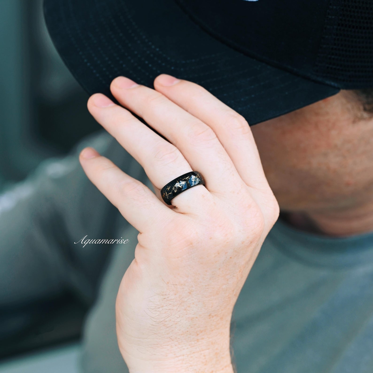 8MM Black Tungsten Wedding Band for Men - Starry Night Stardust Design, Durable & Scratch-Resistant Ring for Engagement, Anniversary & Special Occasions