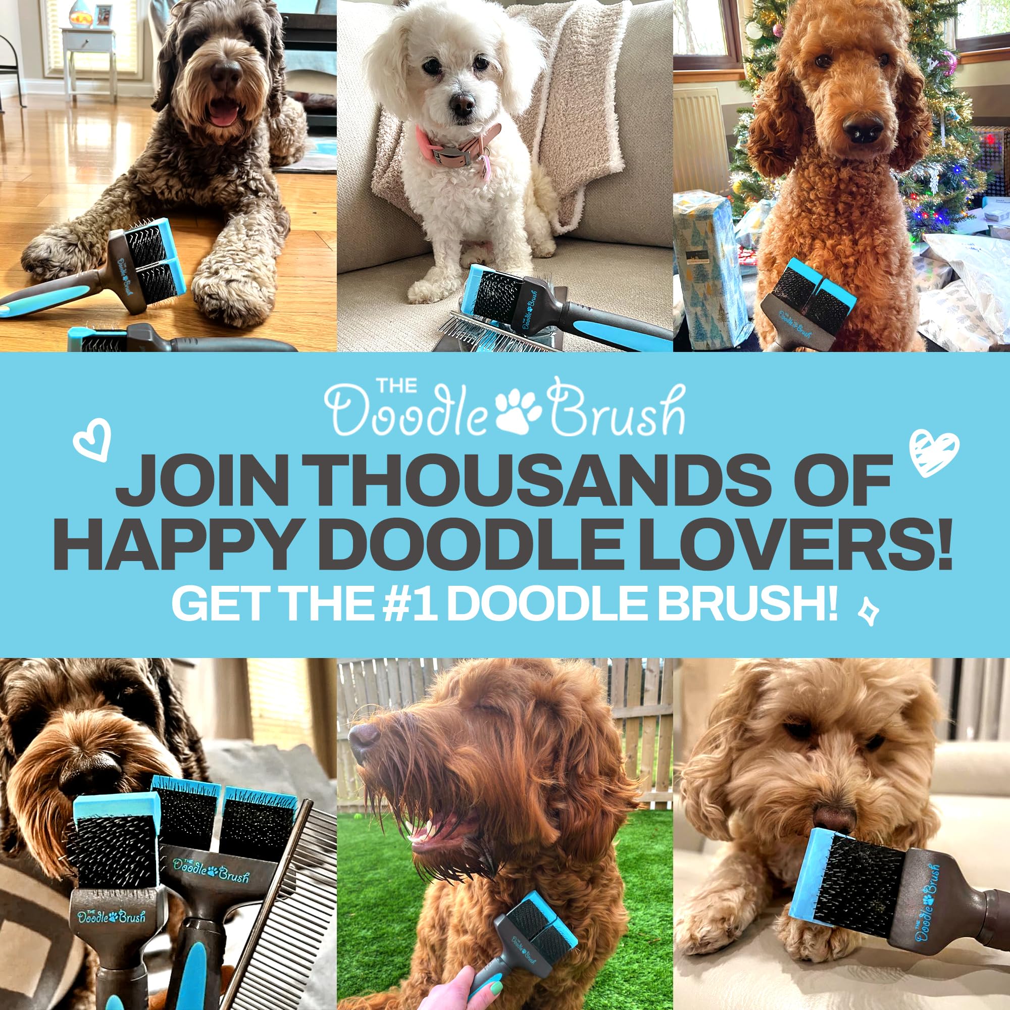 Double Head Slicker Brush for Dogs - Detangling & Grooming Brush for Cockapoo, Goldendoodle, Poodle & Long Haired Dogs - Perfect for Home Pet Care & Professional Grooming