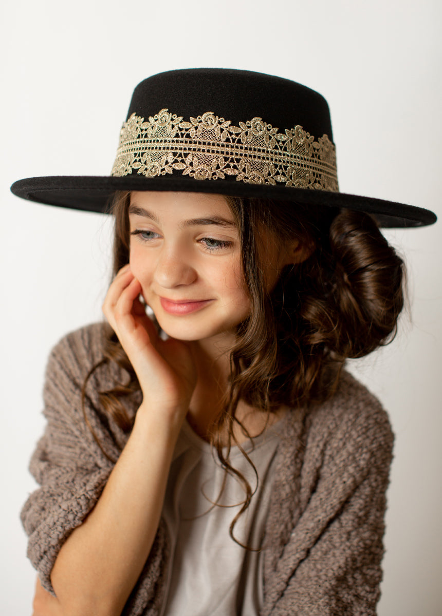 Hallie Black Hat for Women - Stylish Wide Brim Sun Hat for Outdoor, Beach, and Summer Fashion