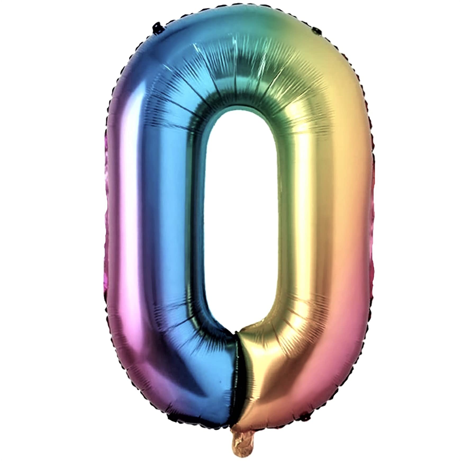 40 Inch Rainbow Number Birthday Balloons with Blow Up Straw - Colorful Party Decorations, Long Balloons for Birthday Parties, Baby Showers & Celebrations