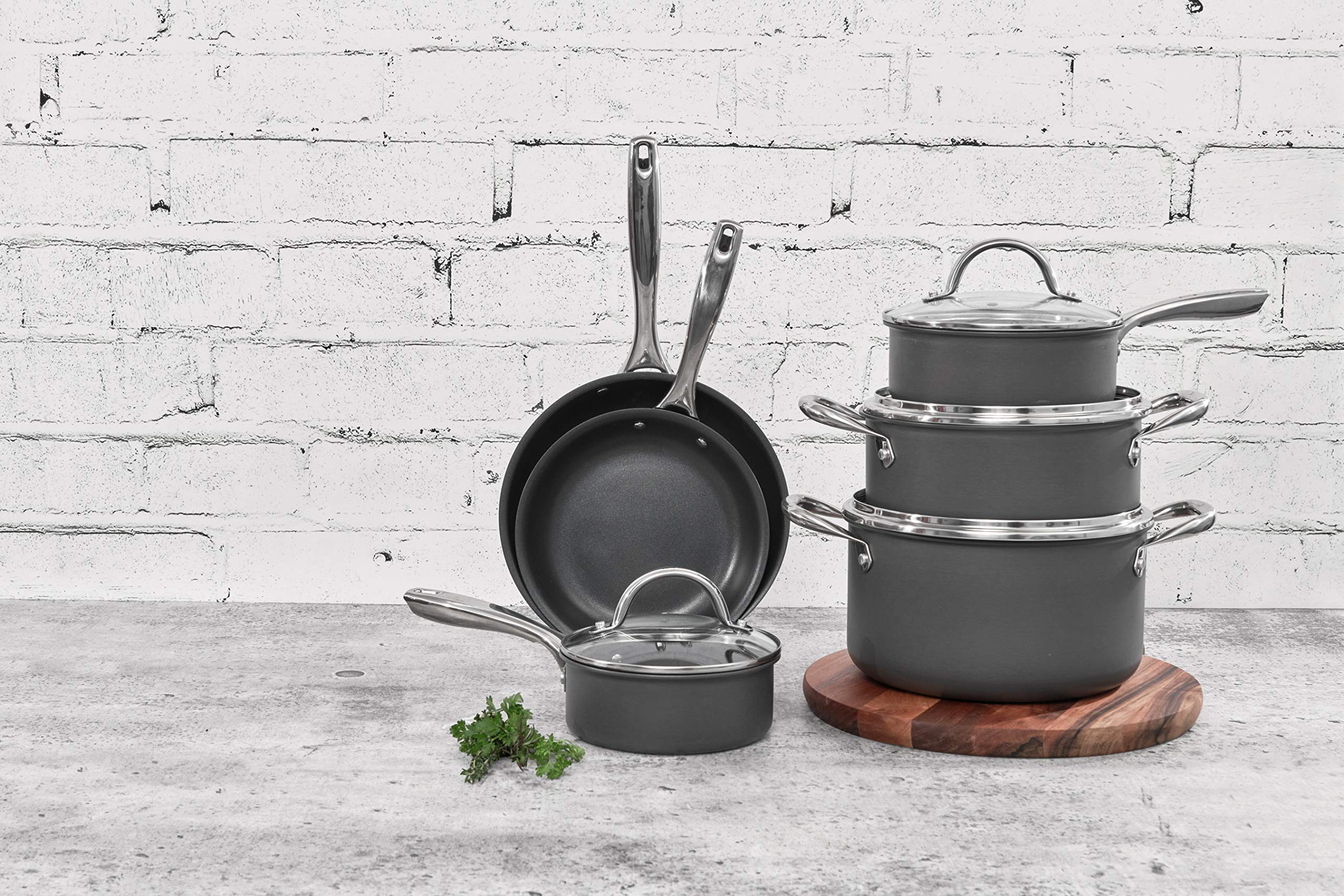 Cuisipro Easy Release Hard Anodized Stainless Steel Cookware Set - 10 Piece Nonstick Kitchen Pots and Pans for Professional Cooking & Home Chefs | Perfect for Sautéing, Frying, Baking and Everyday Meal Prep