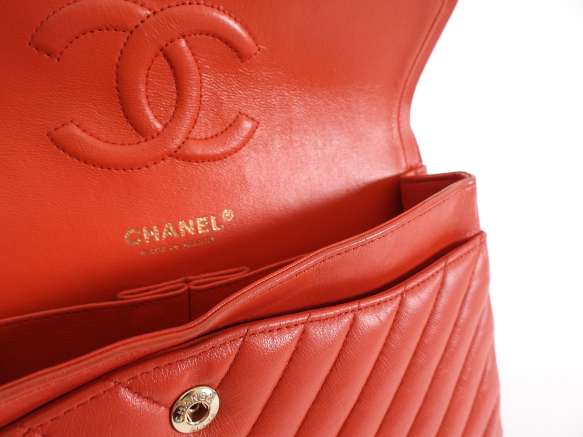 Chanel Red Chevron Quilted Leather Medium Double Classic Flap Bag - Luxury Designer Handbag for Women, Perfect for Parties, Dating & Special Occasions