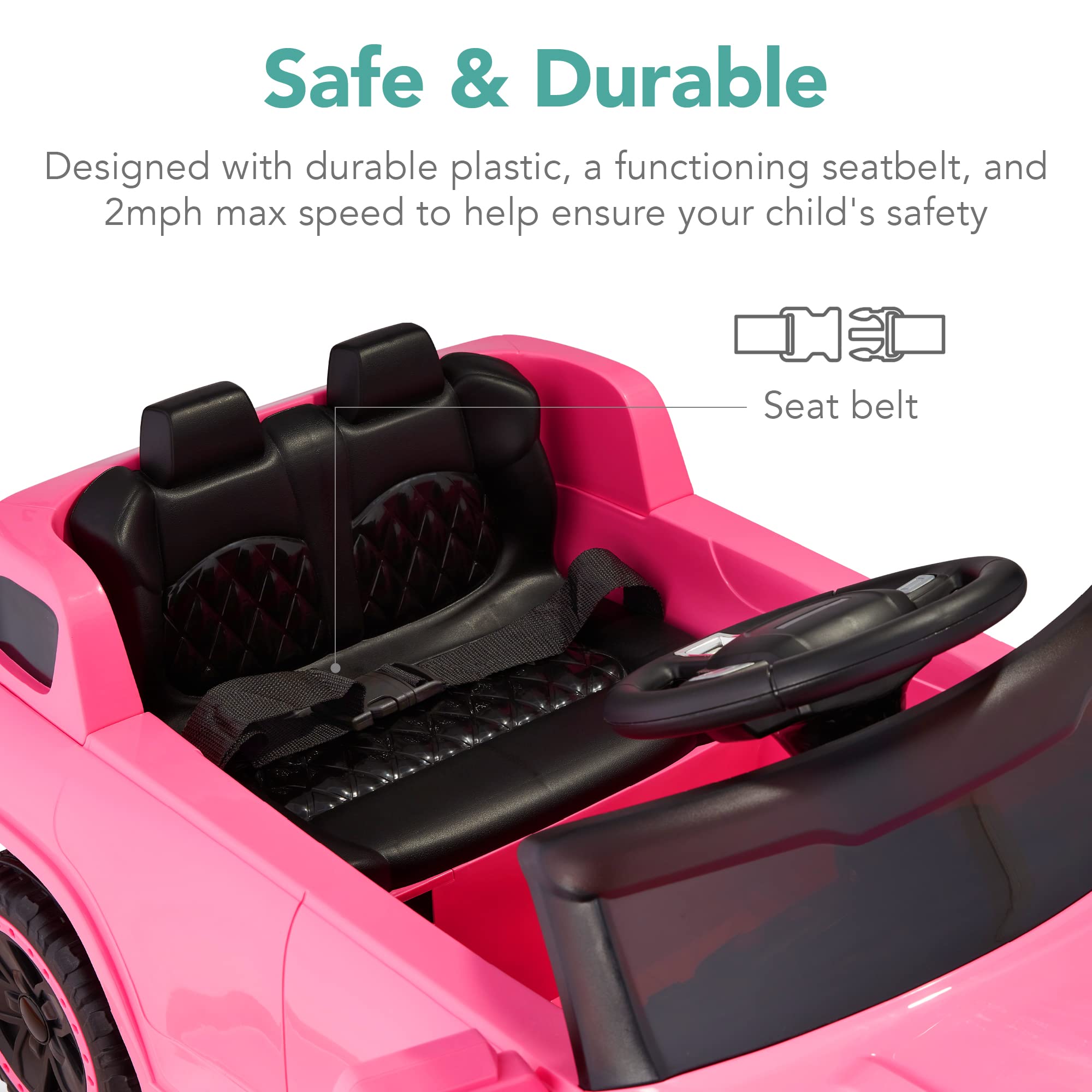 Best Choice Products 6V Kids Ride On Truck with Parent Remote Control - 3 Speed Adjustable, LED Lights, Pink - Perfect for Indoor & Outdoor Play, Birthday Gifts for Toddlers