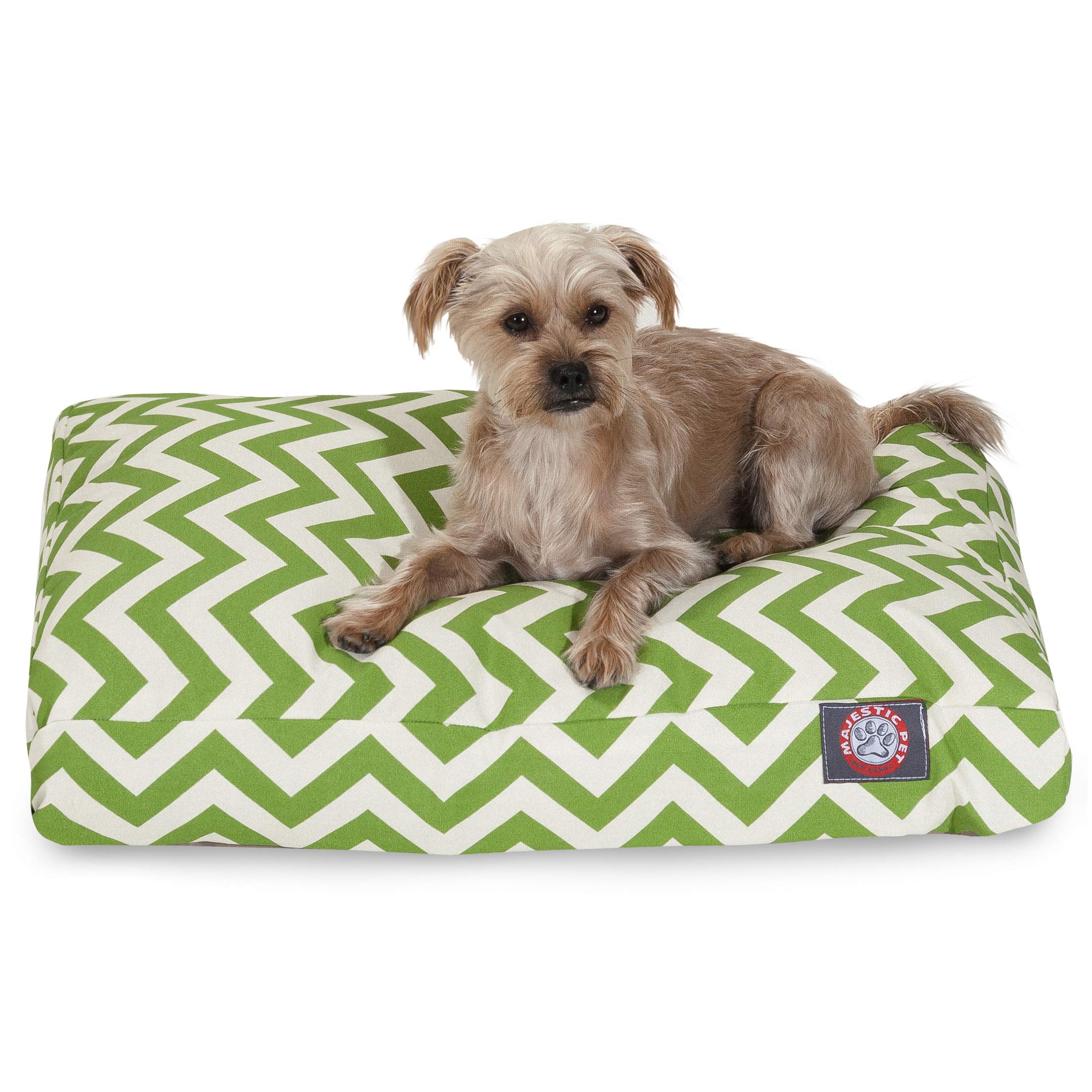 Majestic Pet Chevron Rectangle Washable Dog Bed - Non-Slip Comfortable Crate & Kennel Bed with Removable Cover - Small Sage Polyester Fiber Pet Bed for Sleeping, Lounging & Travel