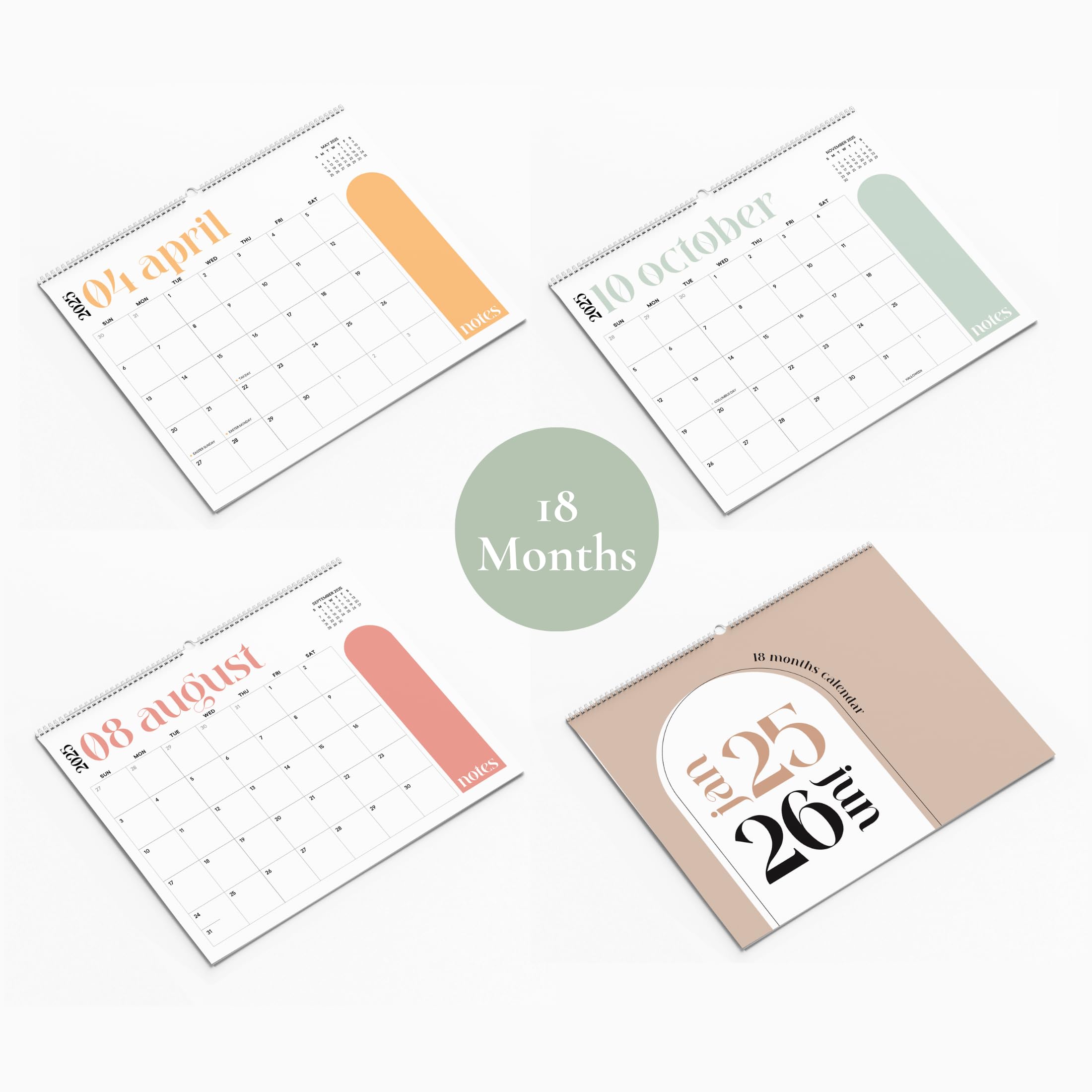 2025-2026 18-Month Hanging Wall Calendar (Jan 2025-Jun 2026) - 13.5