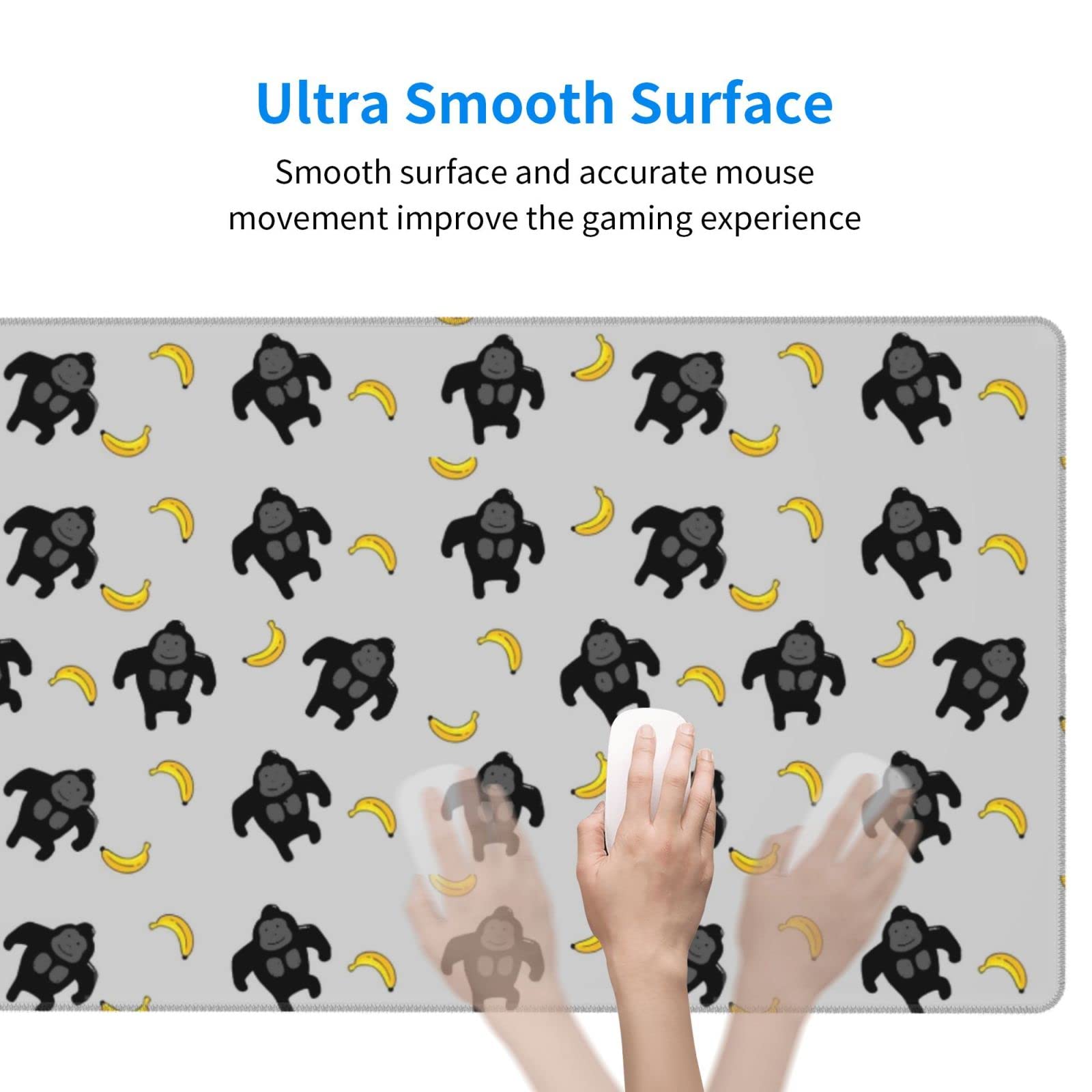 Cute Monkey Mouse Pad - Large Extended Rectangle Rubber Desk Mat (29.5x16 inches) for Keyboard & Mouse - Perfect for Office, Gaming & Home Workspace Setup