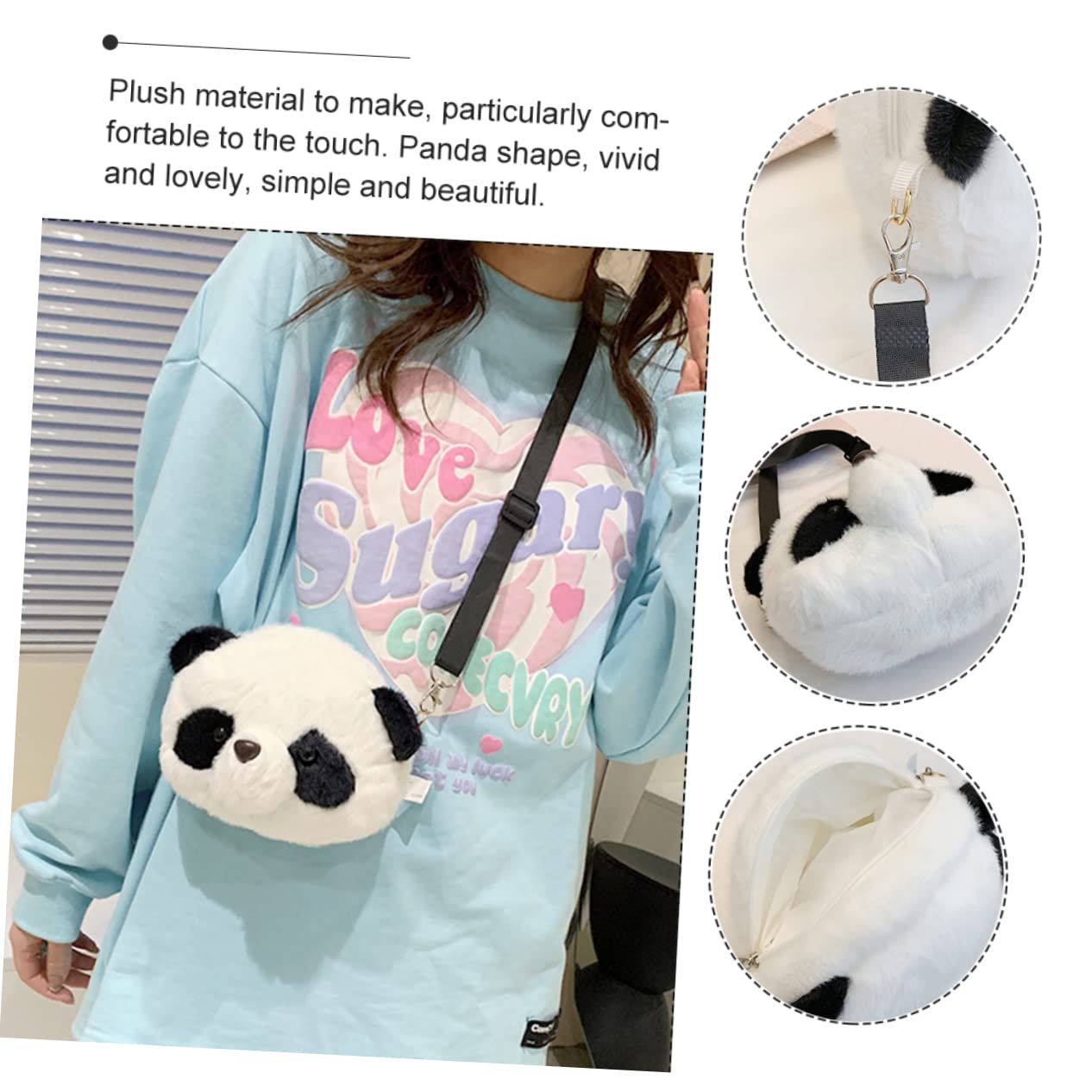 Cute Plush Panda Crossbody Bag for Girls - Soft Fluffy Shoulder Bag, Wallet & Tote - Perfect for School, Travel & Daily Use