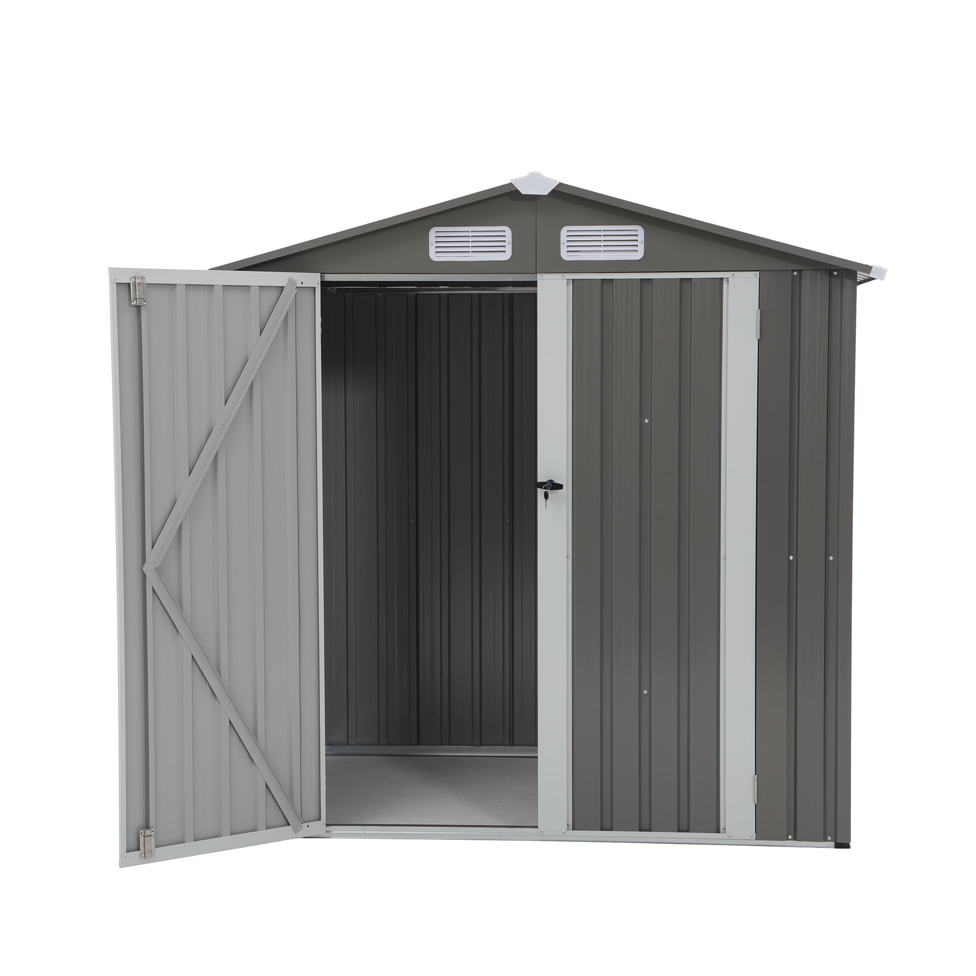 Verano Garden 6x4 FT Outdoor Storage Shed | Galvanized Steel Metal Tool Shed with Double Lockable Doors | Weather-Resistant Backyard, Patio & Lawn Storage Solution for Gardening Tools, Equipment & Supplies