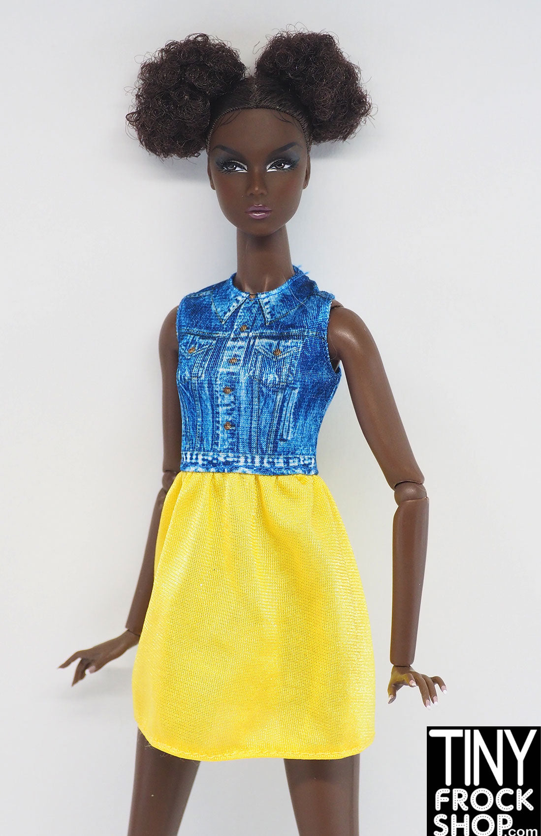 12 Fashion Doll Denim Jacket & Yellow Skirt Outfit Set - Perfect for Doll Playtime, Birthday Gifts & Collectible Displays
