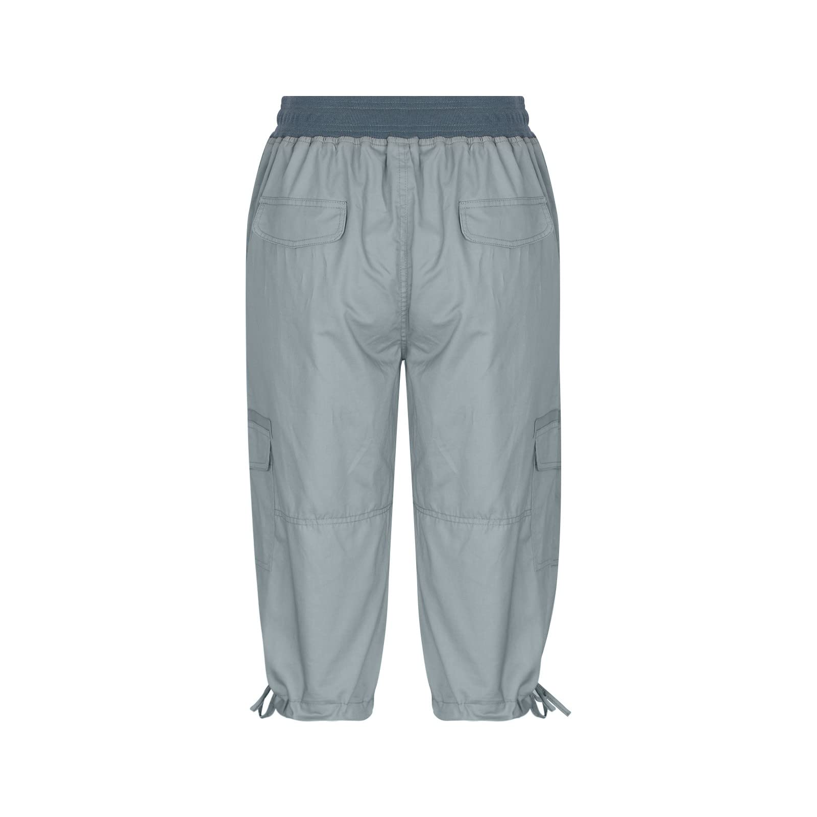 Women's Summer Capri Pants - High Waisted Cargo Pants with Adjustable Tie Knot & Cropped Hem | Casual Lounge Wear for Outdoor Activities, Travel & Yoga