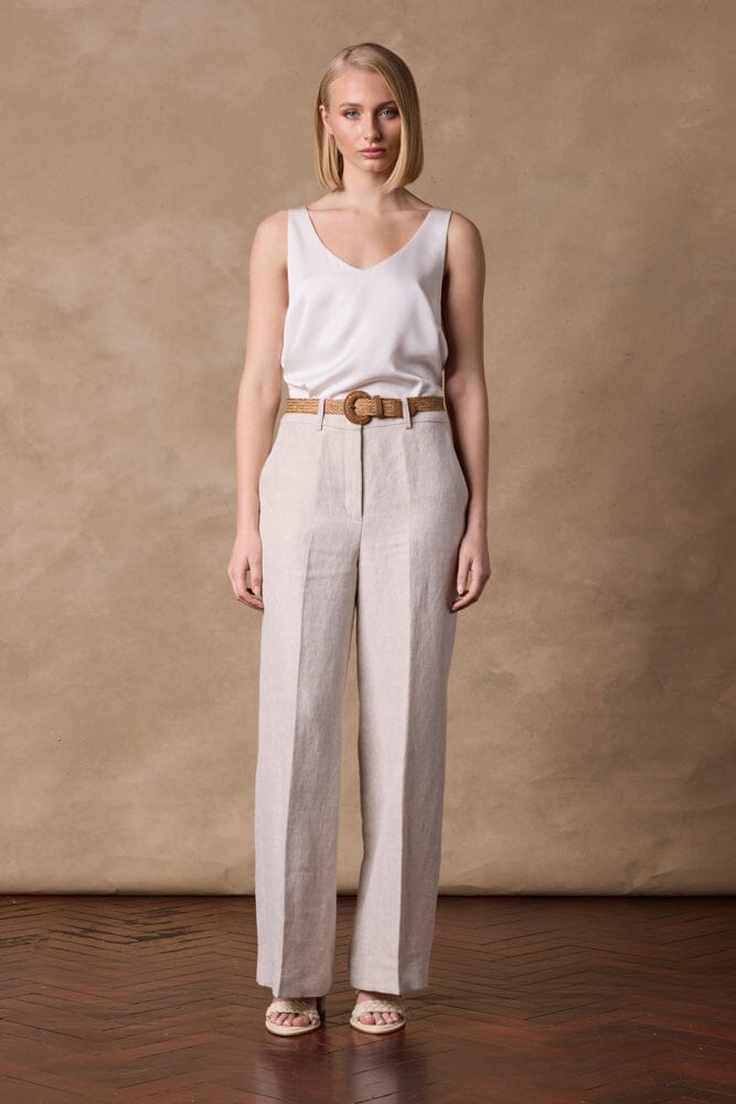 Emma Pant - Natural Linen Women's Casual Pants for Summer, Travel & Lounge Wear | Comfortable & Breathable Linen Trousers
