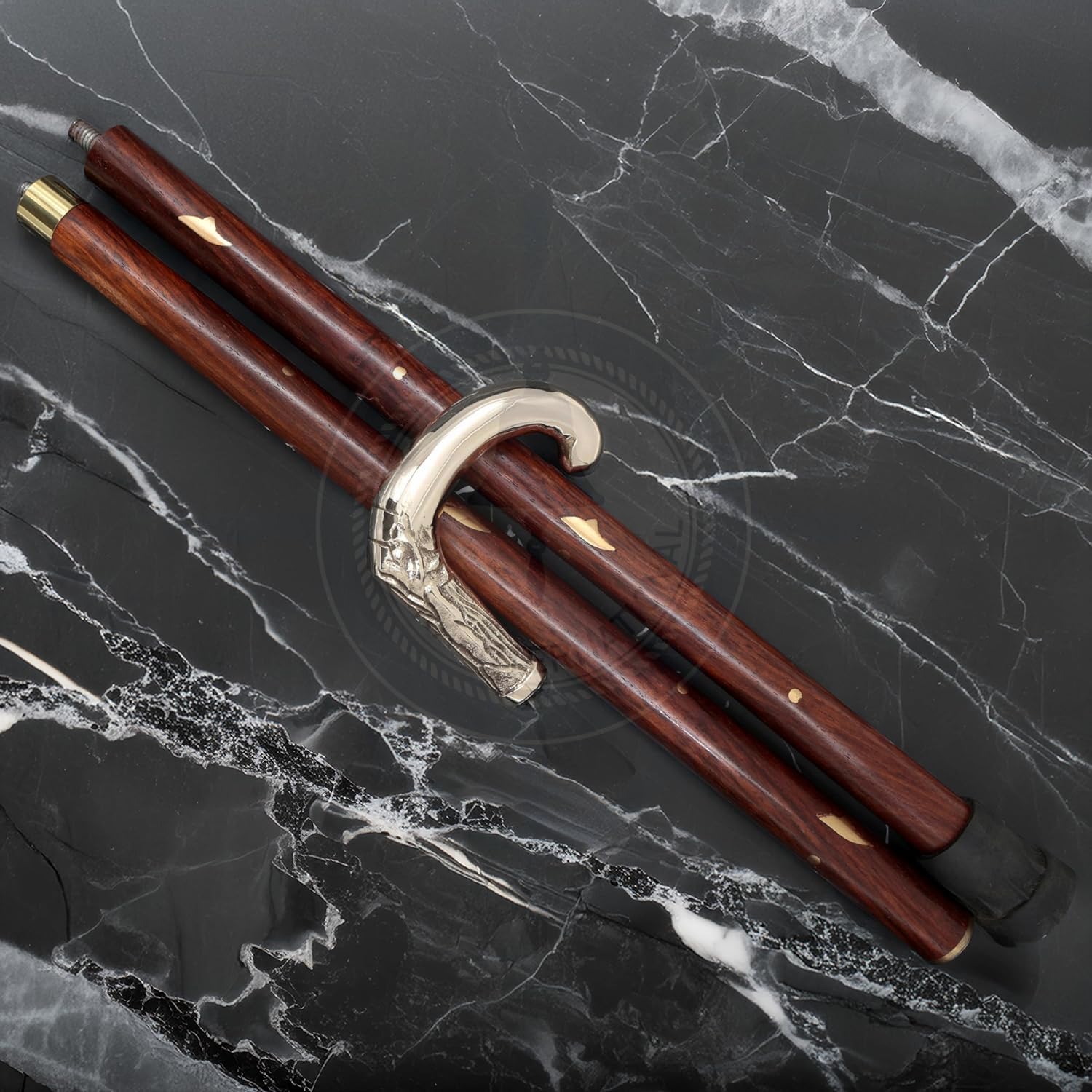 Premium Aluminum & Brass Decorative Rosewood Walking Cane - Full Size Adjustable Walking Stick for Men & Women - Ideal for Hiking, Fashion Accessory & Elderly Support