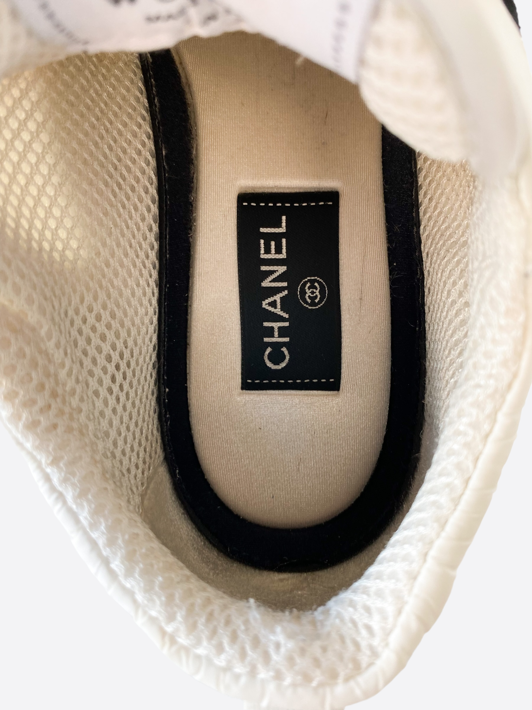 Chanel White & Black Interlock Logo Running Shoes - Women's Luxury Sneakers for Casual Wear & Street Style Fashion