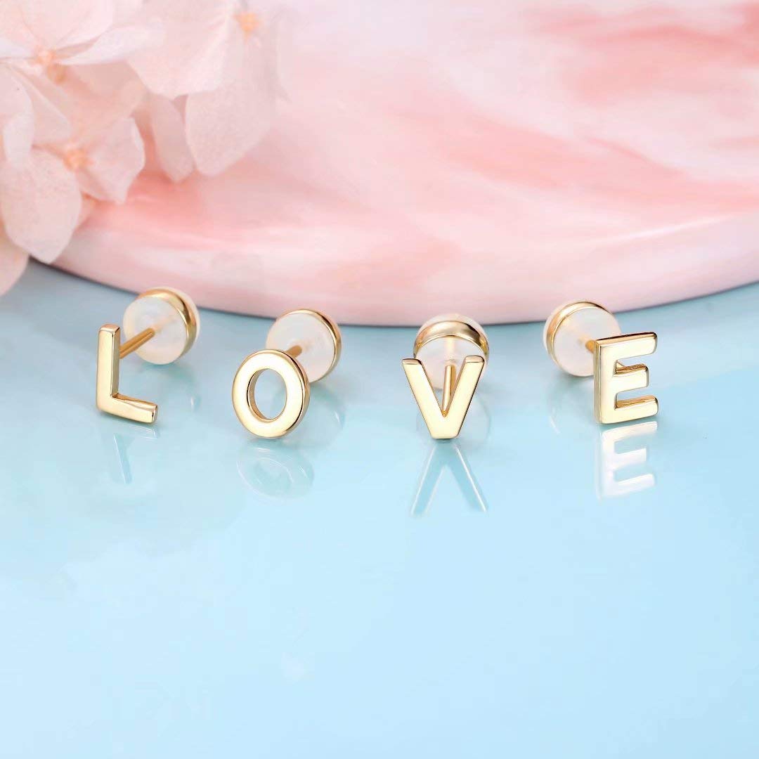 925 Sterling Silver Initial Stud Earrings for Women - Hypoallergenic Small Letter Earrings, Dainty Minimalist Jewelry Gift for Her - Perfect for Everyday Wear, Date Nights & Special Occasions