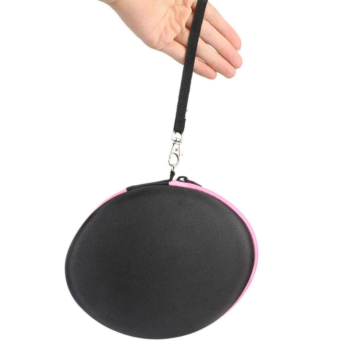 Premium Hard Travel Case for Wireless Bluetooth Over-Ear Headphones - Matte Finish, Rechargeable, Foldable Design (Black Case with Pink Zipper) - Perfect for Travel, Commuting & Headphone Protection