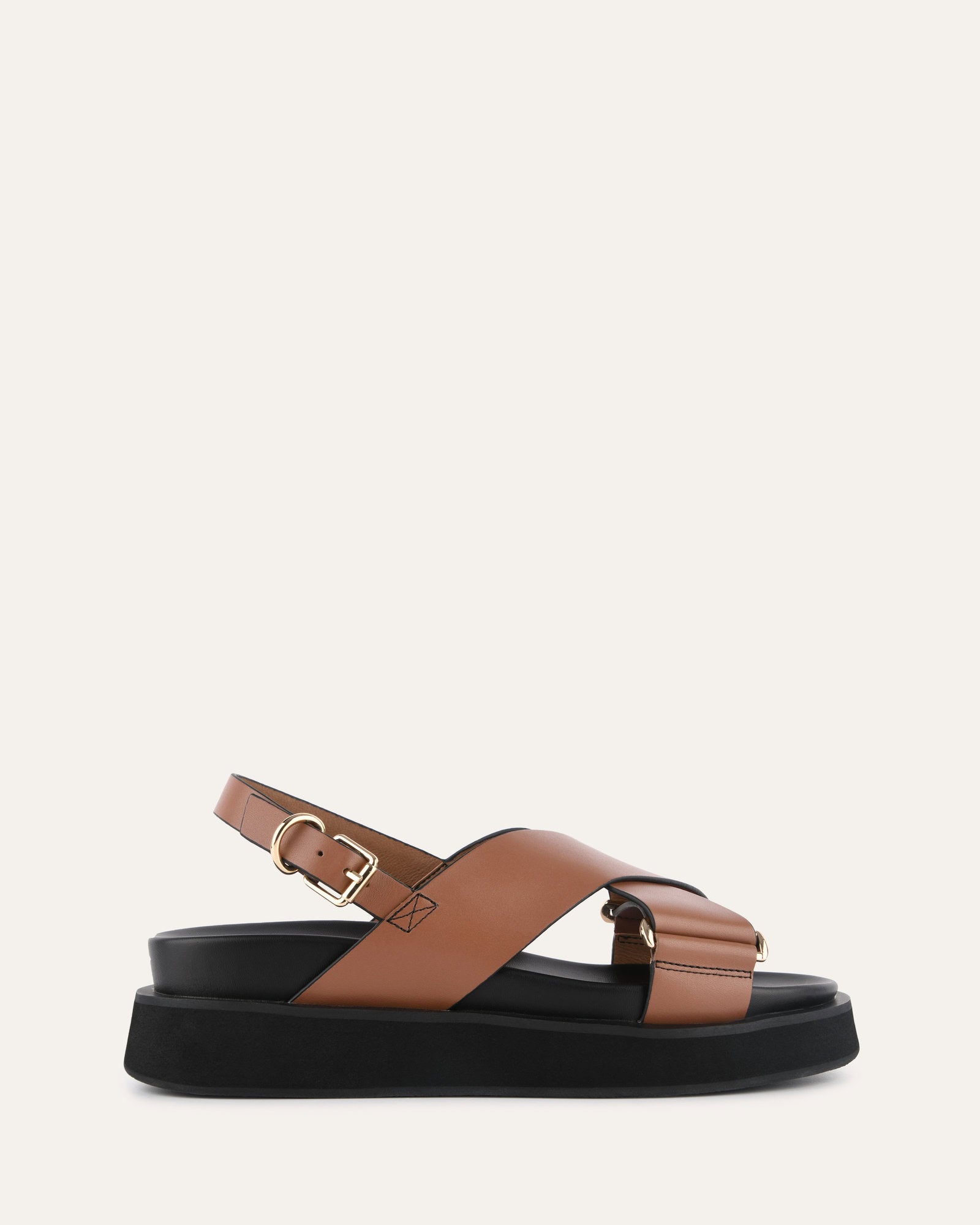 Marley Flat Sandals for Women - Dark Tan Genuine Leather Comfortable Slides - Perfect for Beach, Vacation & Summer Outfits