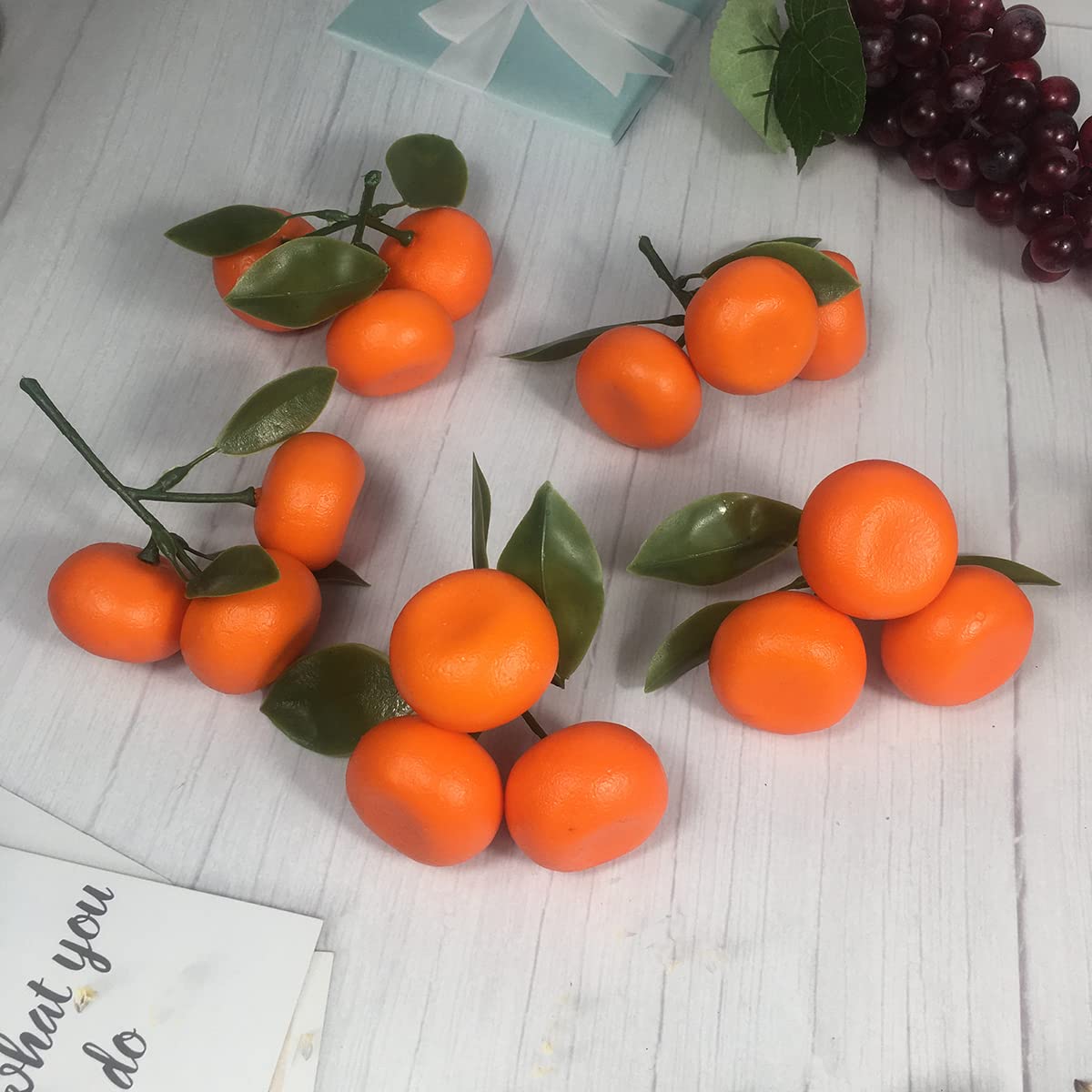 12 Clusters Artificial Fake Tangerines - 3pcs Each, Realistic Simulation Fruit for Home Decor, Kitchen Display, Party Photography Props & Wedding Decoration | Perfect for Table Centerpieces, Food Styling, and Themed Events