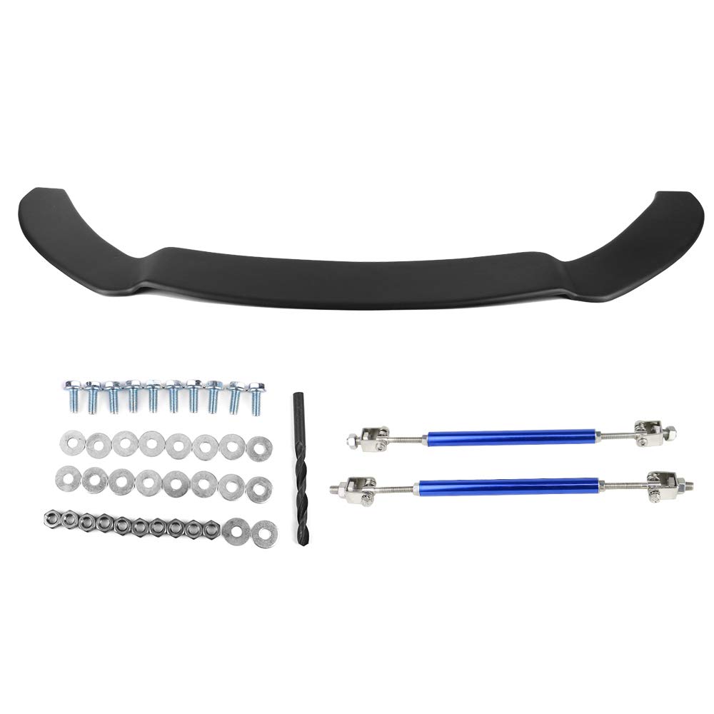 IKON MOTORSPORTS Front Splitter Lip & Rods for 2013-2014 Ford Focus ST | Matte Black Polypropylene Body Kit | Replacement Air Dam Chin Spoiler with Blue Splitter Rods | Enhanced Aerodynamics & Aggressive Styling