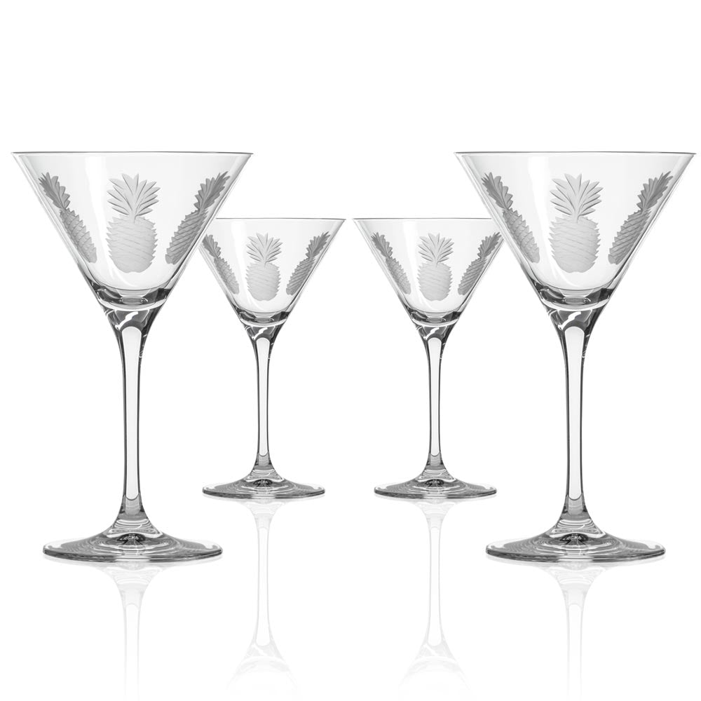 10oz Fresh Pineapple Martini Cocktail Glasses - Set of 4 | Perfect for Tropical Drinks, Summer Parties & Home Bar Decor