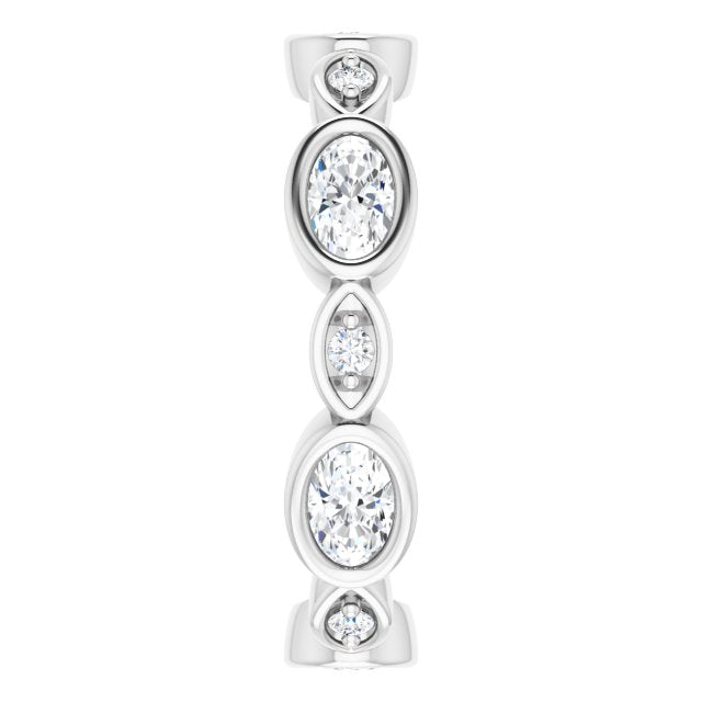 1.36 Carat Oval & Round Diamond Eternity Band - Elegant Wedding Ring for Women, Perfect for Anniversaries, Engagements & Special Occasions