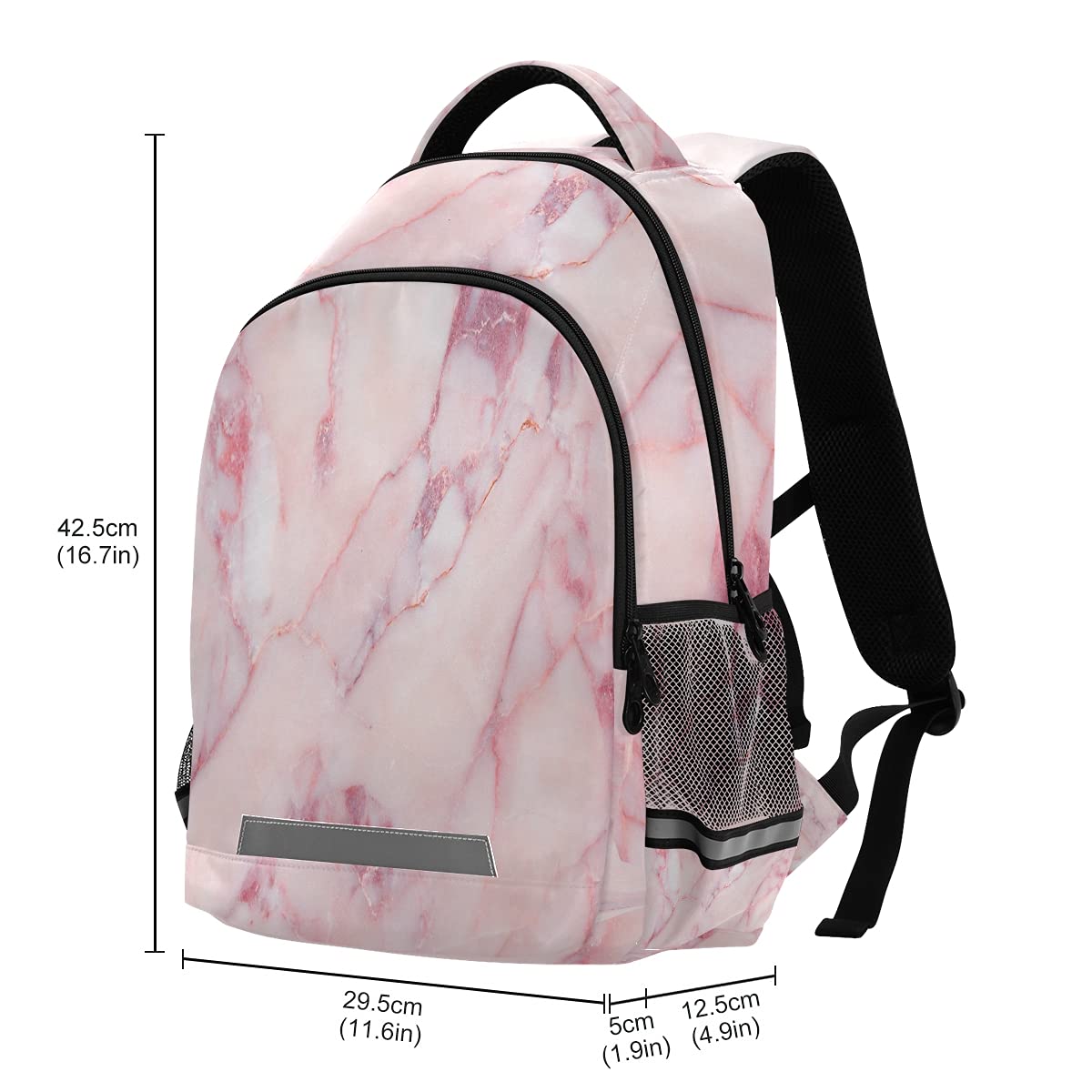 Pink Marble Laptop Backpack with Chest Strap - Durable School & Travel Backpack for Boys & Girls - Perfect for Hiking, College & Daily Use