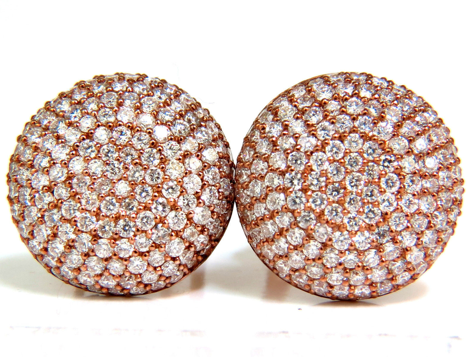 5.50CT Diamond Cluster Domed Bead Set Button Puffed Clip Earrings G/VS - Elegant Statement Jewelry for Parties, Weddings & Special Occasions